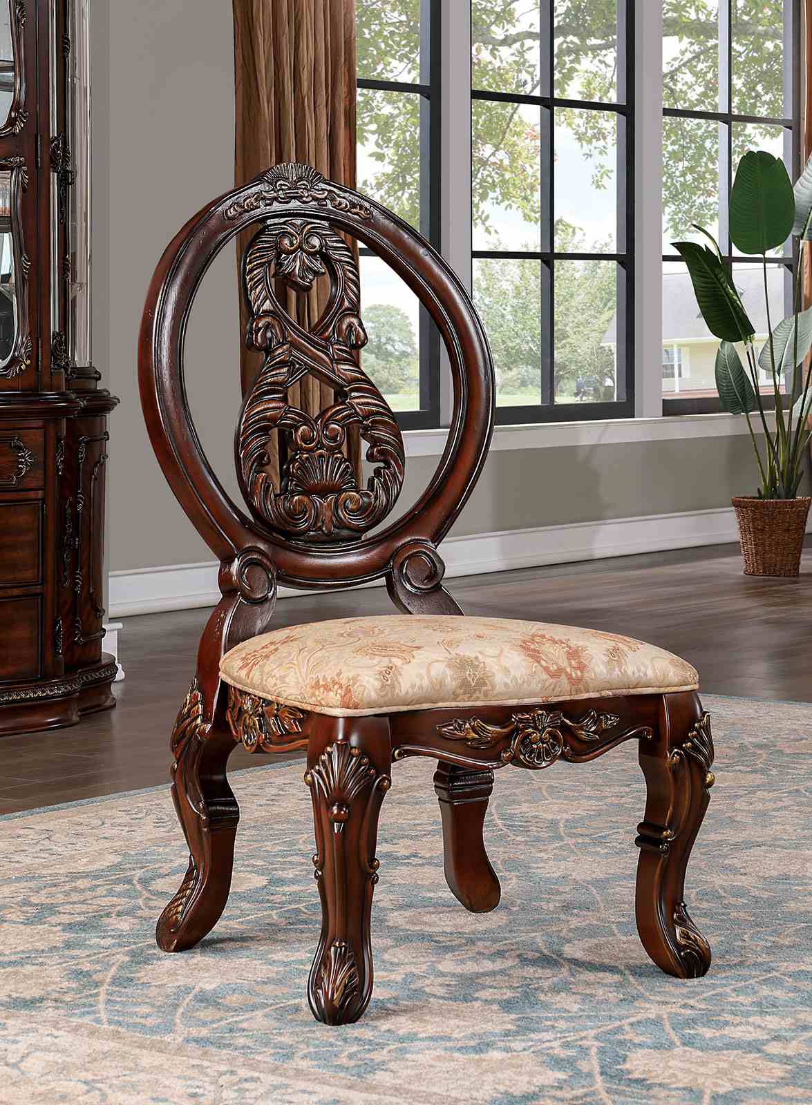 Normandy Brown Cherry/Tan Side Chair