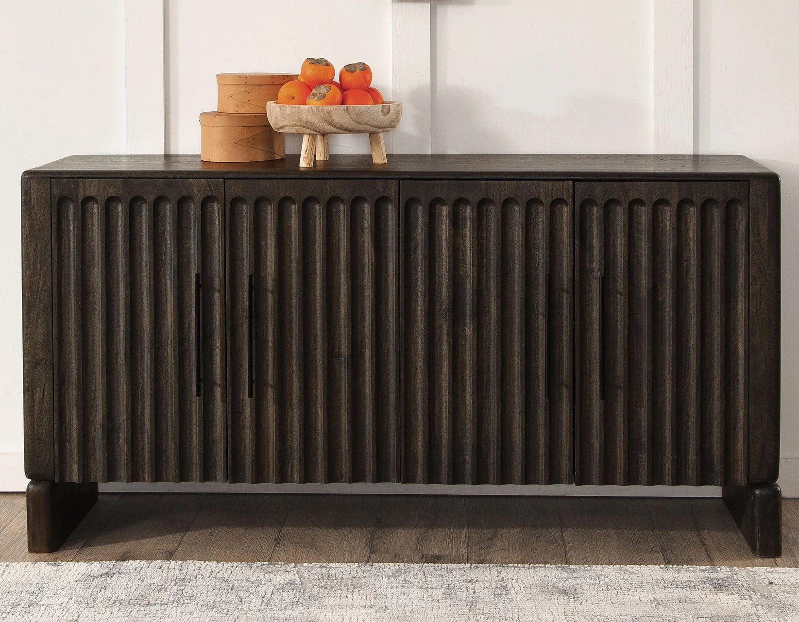 Norvell Dark Walnut 4-Door Sideboard - Image 9