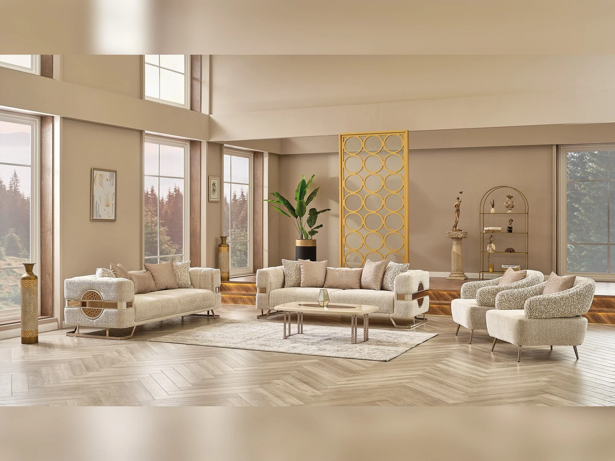 Nova Cream 3-pieces (Sofa & Loveseat & Chair) Living Room Set - Image 5
