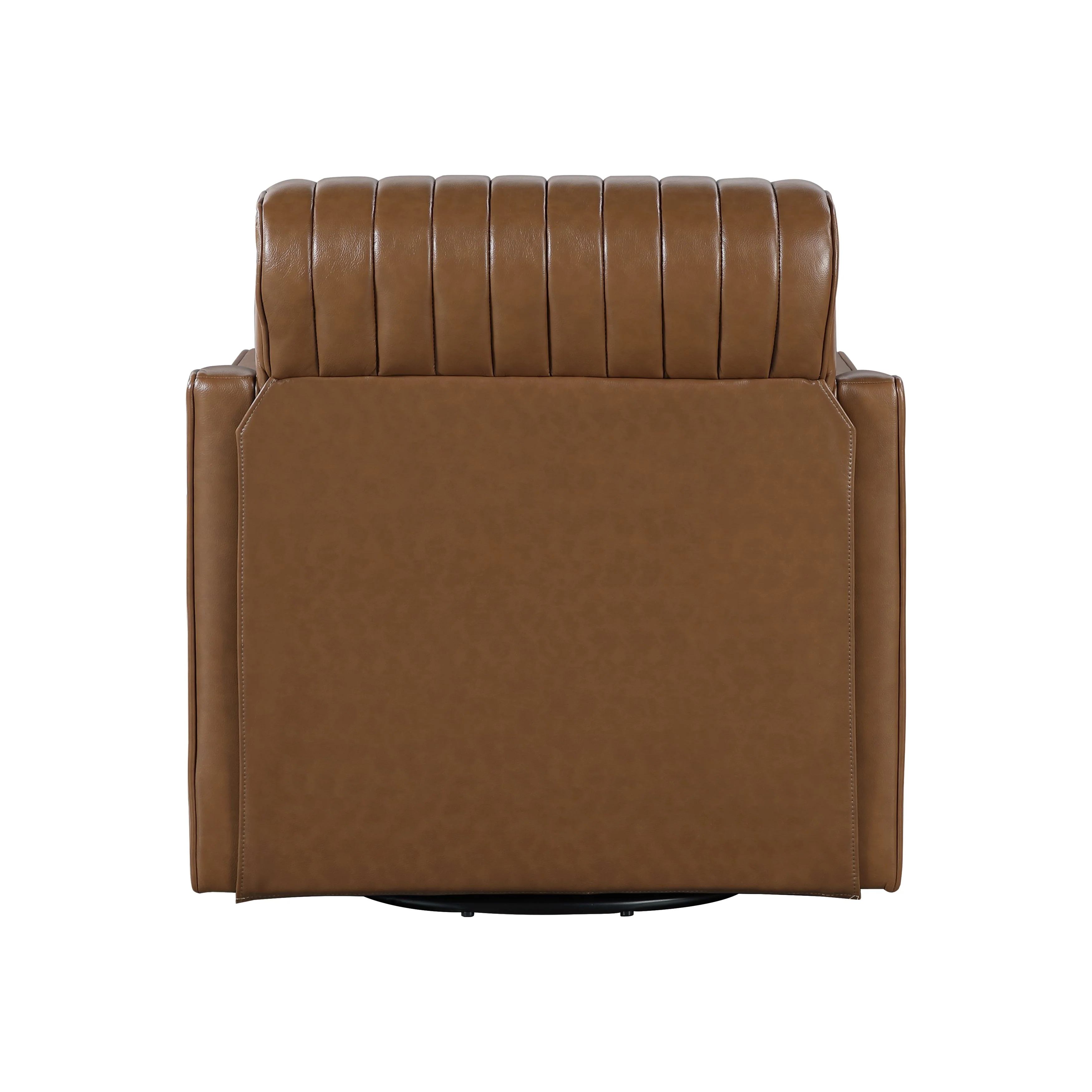 November Brown Leather Channel Back Swivel Chair - Image 5