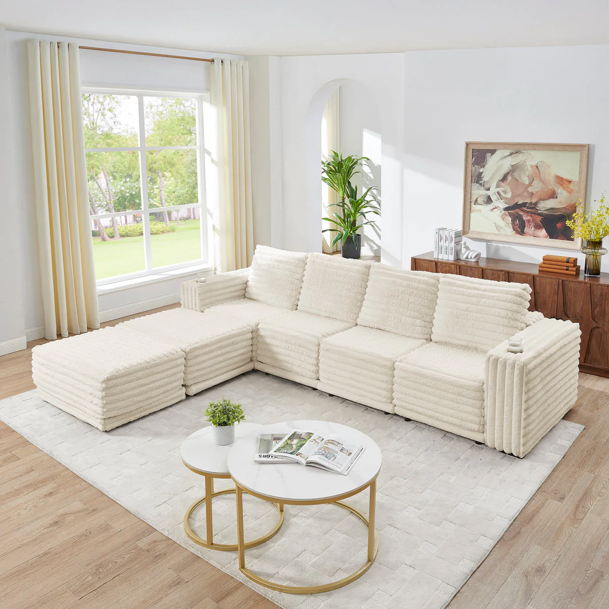 Nuve Cream 6-Piece Sectional - Image 5