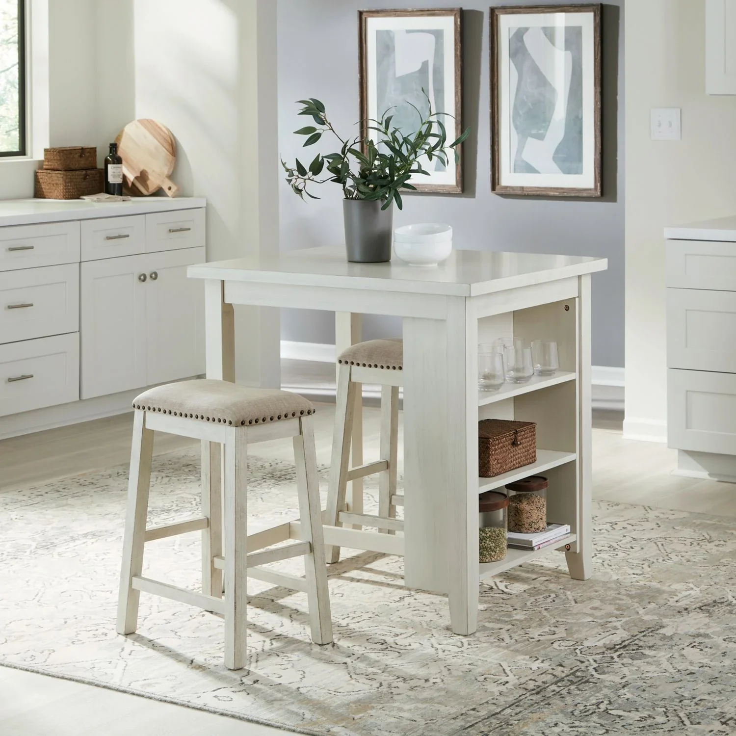 Oak White 3-Piece Dining Room Set