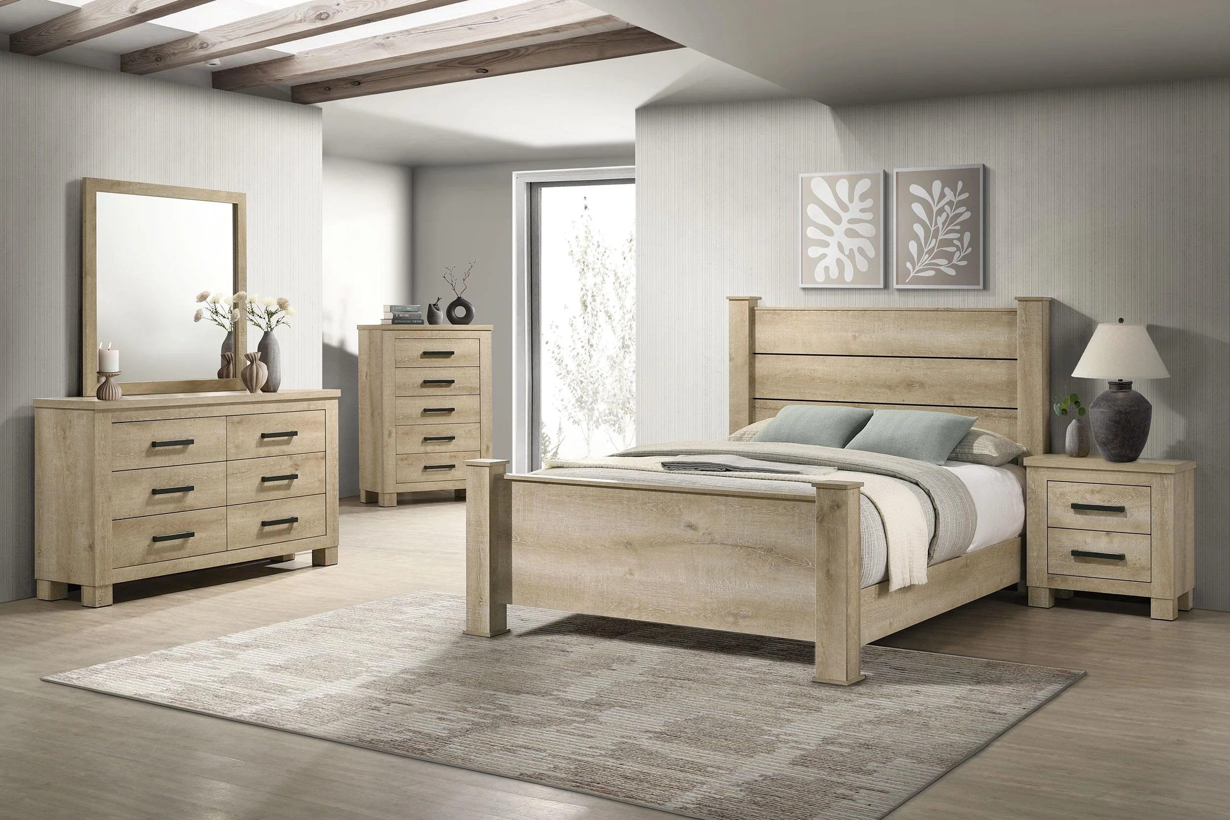 Oakglen Weathered Oak 55-inch Queen Panel Bed - Image 9