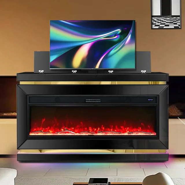 Oakroot Black Fireplace TV Stand