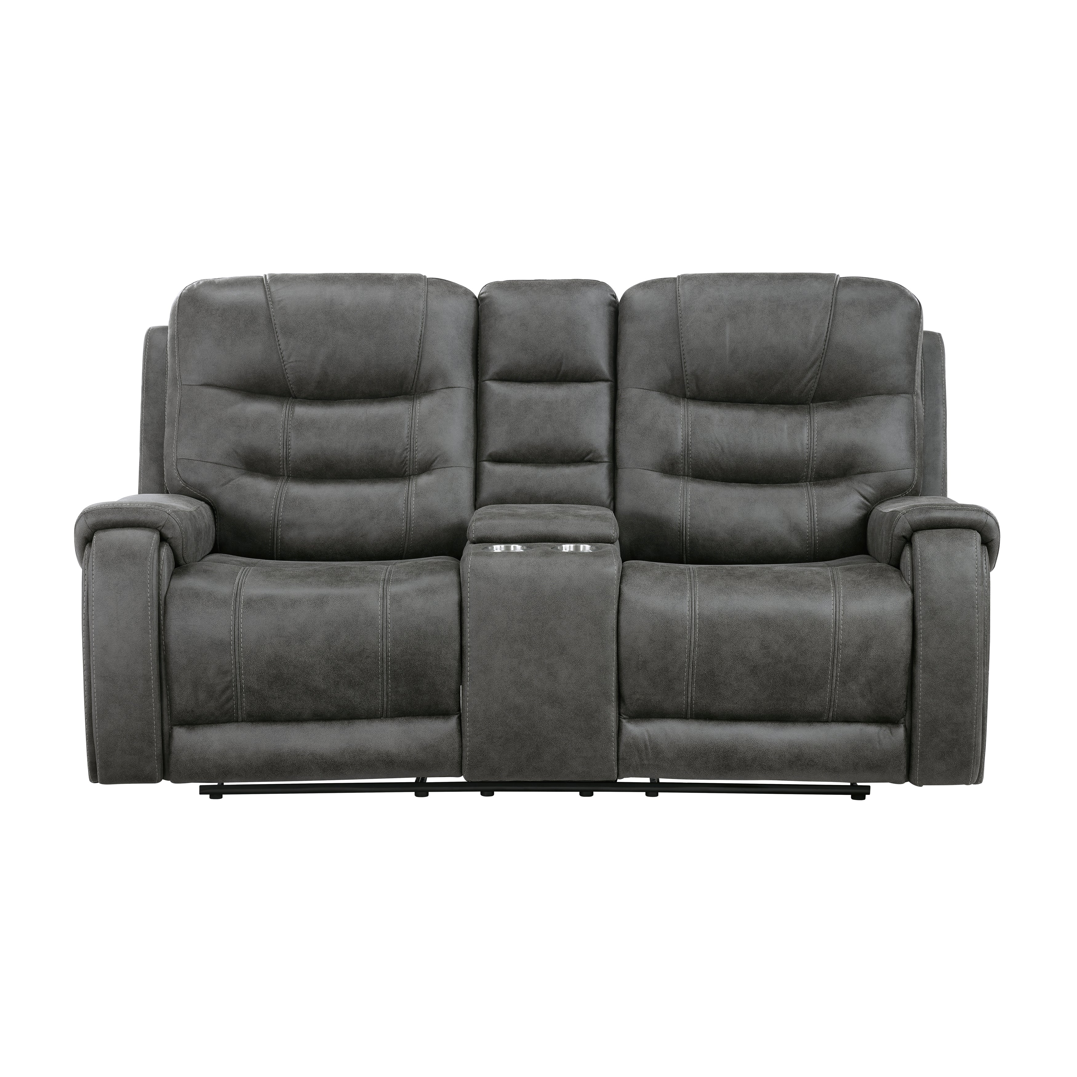 Oberon Dark Gray Double Reclining Living Room Set - Image 7
