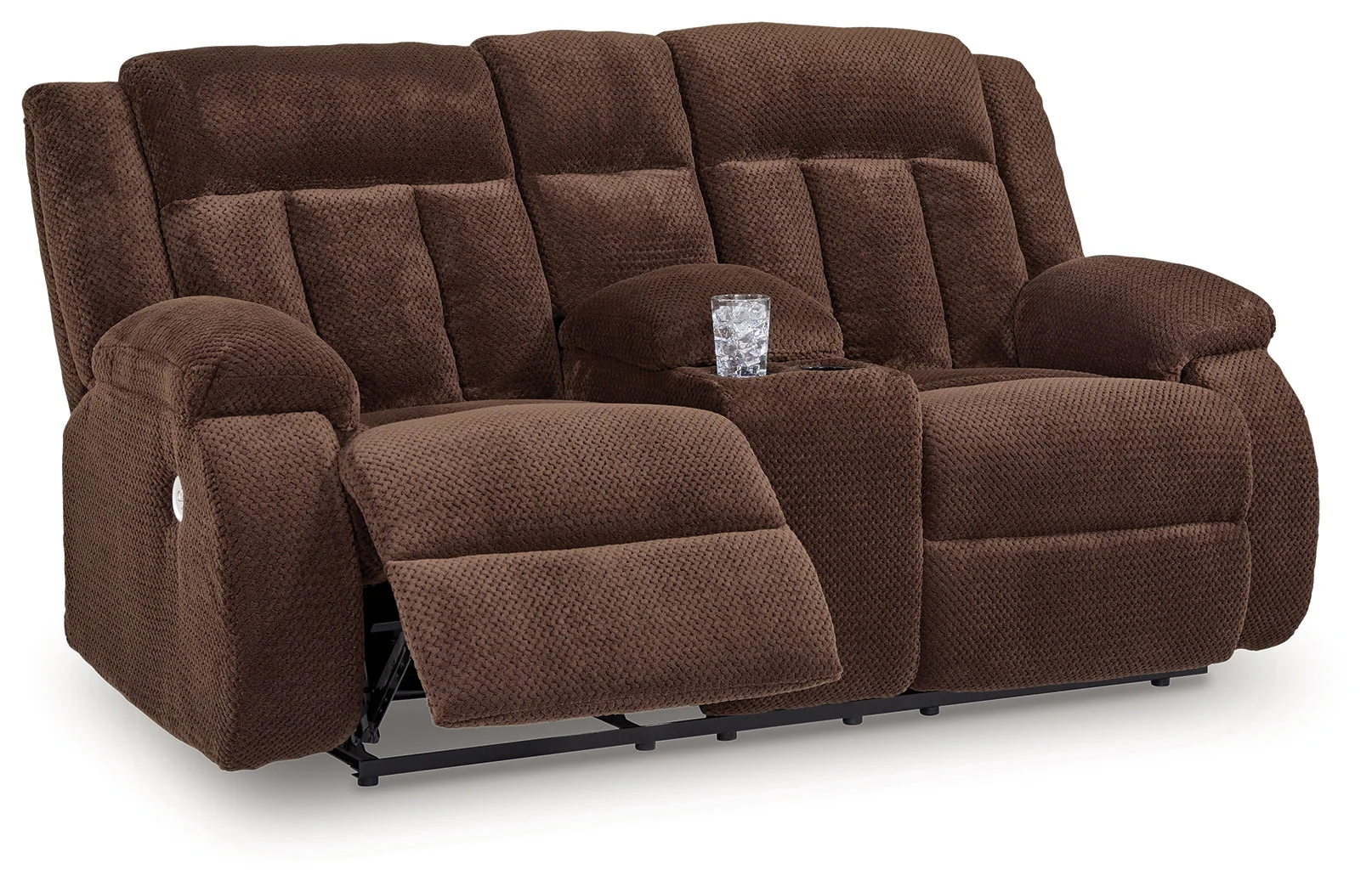 Observation Chocolate Power Reclining Loveseat with Console - Image 2