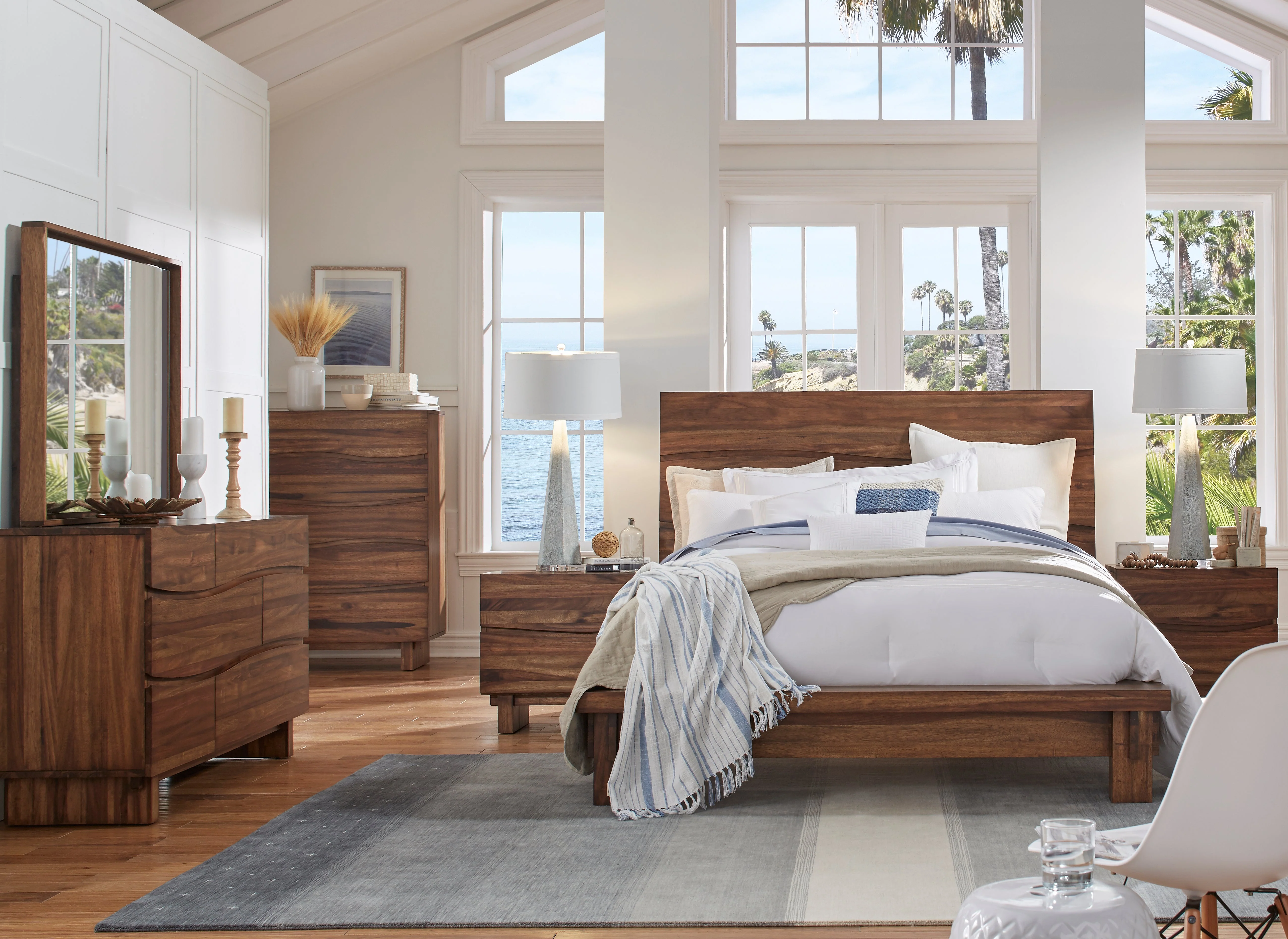 Ocean Solid Wood Eastern King Platform Bed in Natural Sengon - Image 2