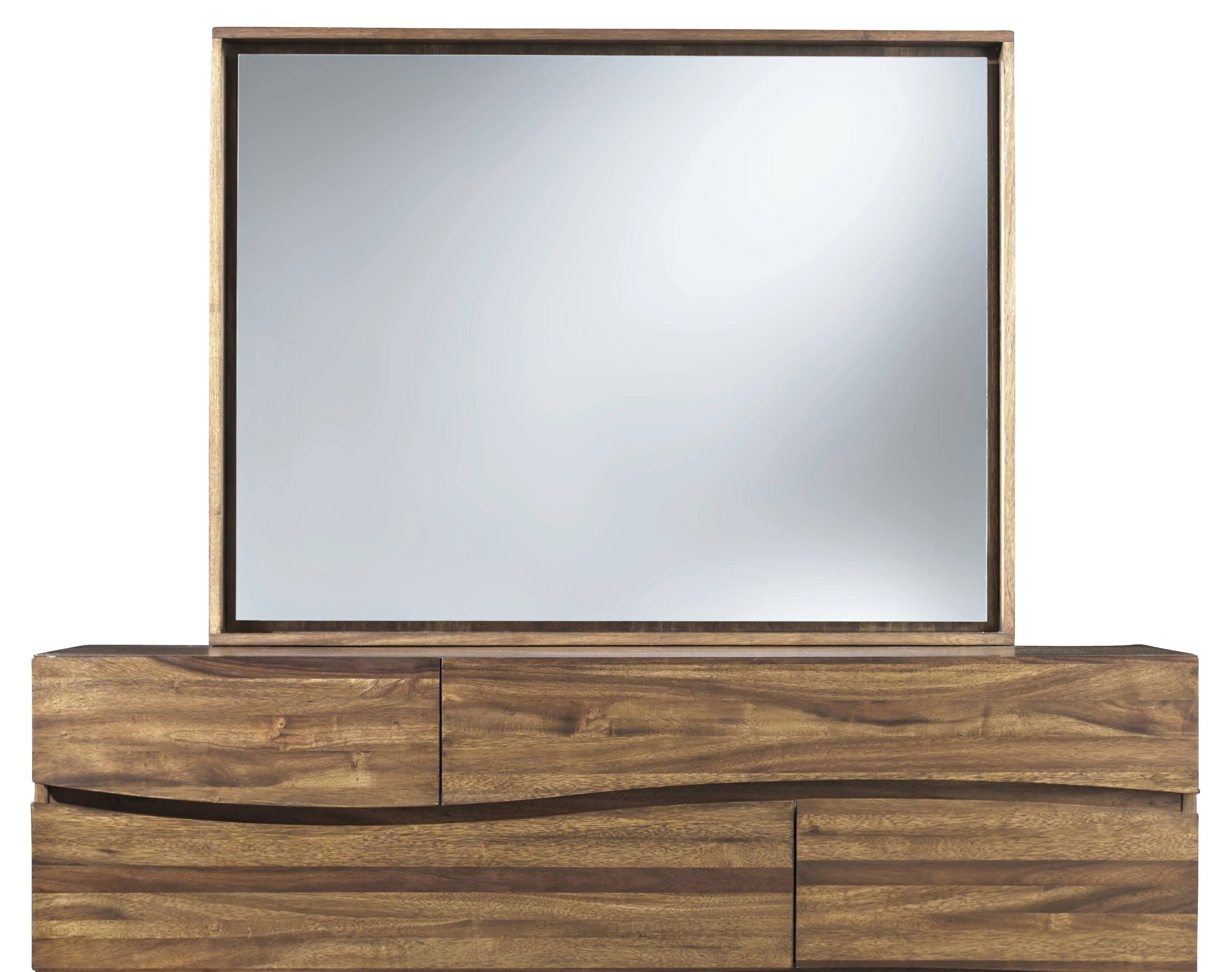 Ocean Solid Wood Floating Glass Mirror in Natural Sengon - Image 3