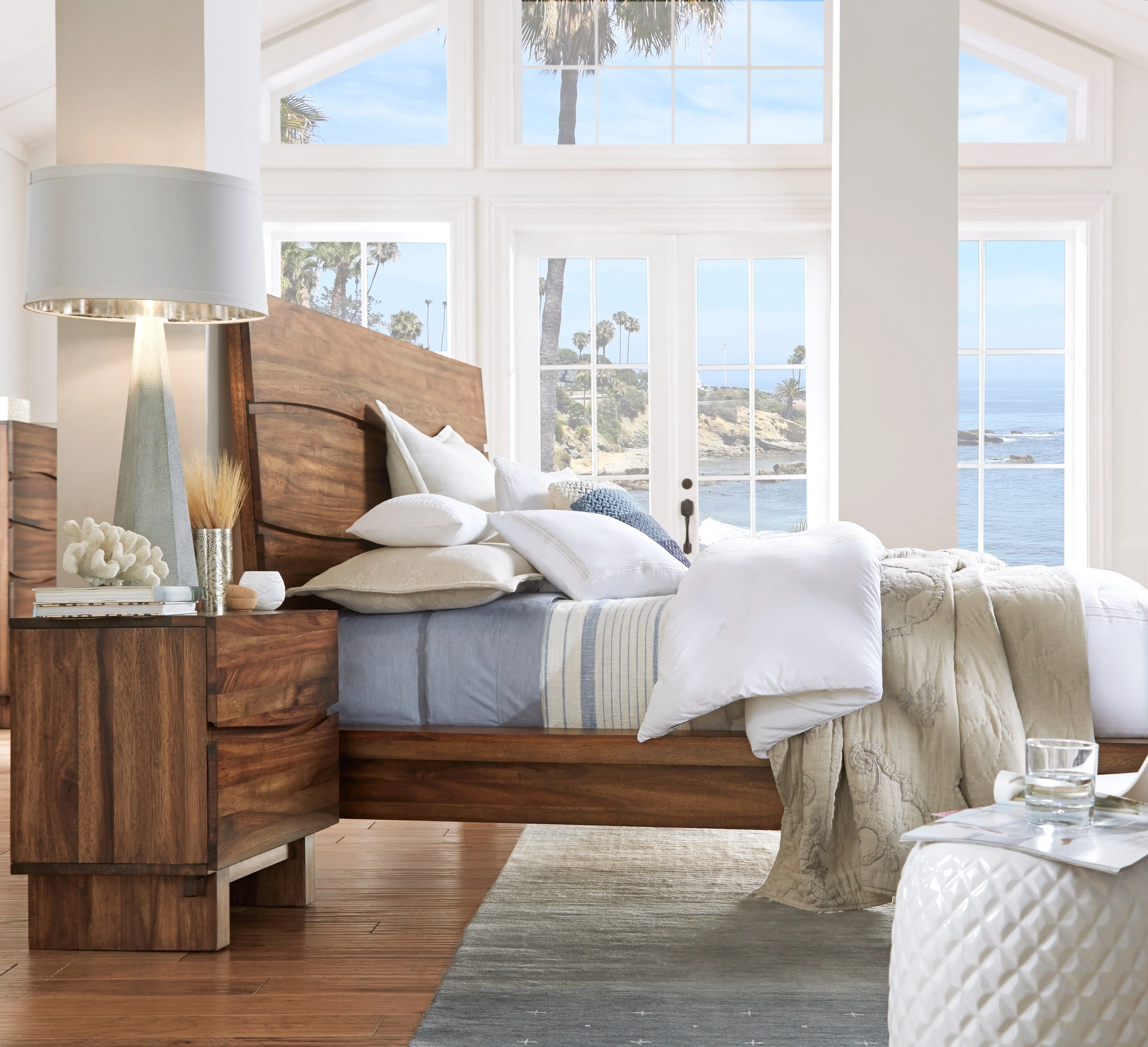 Ocean Solid Wood Queen Platform Bed in Natural Sengon - Image 4