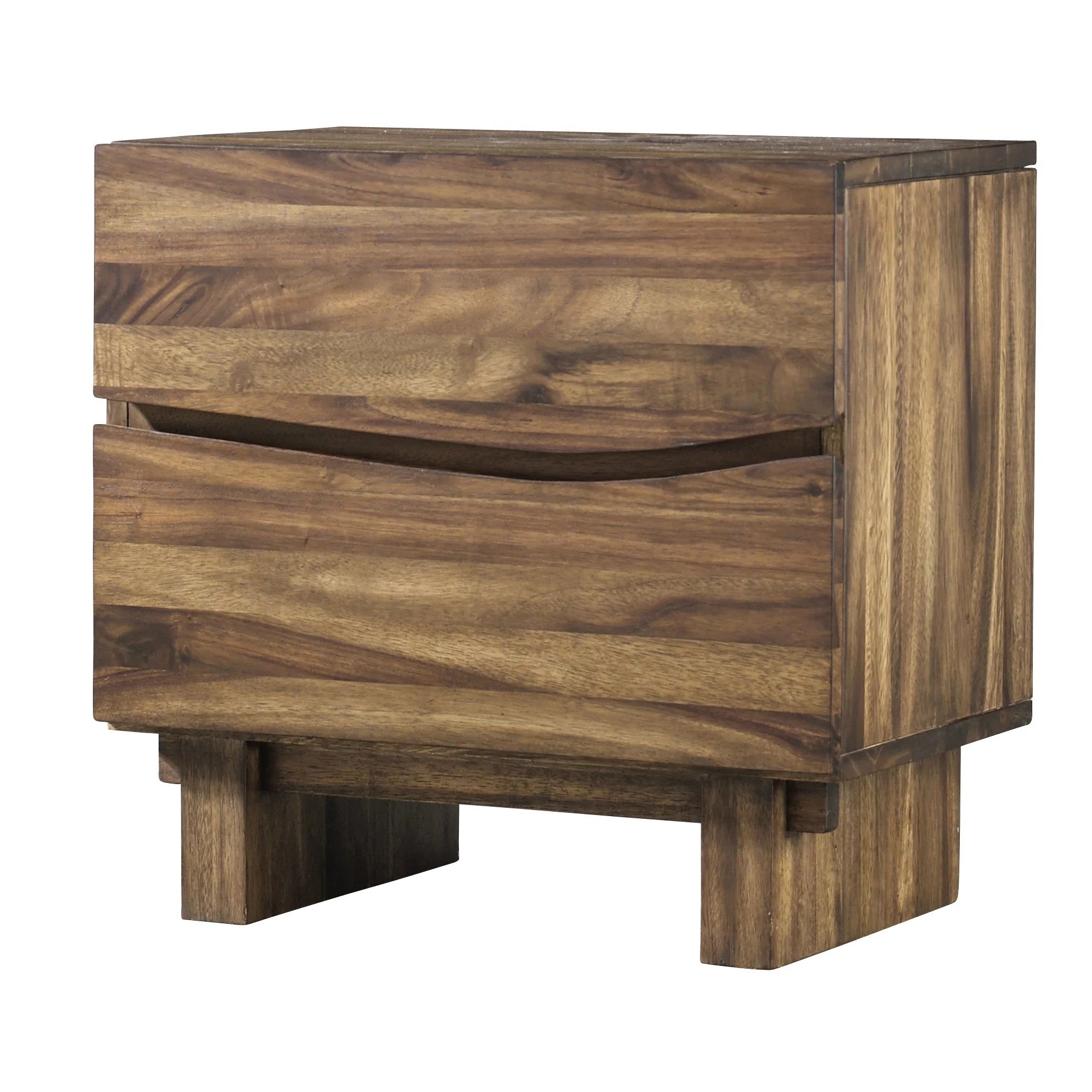 Ocean Two Drawer Solid Wood Nightstand in Natural Sengon - Image 3