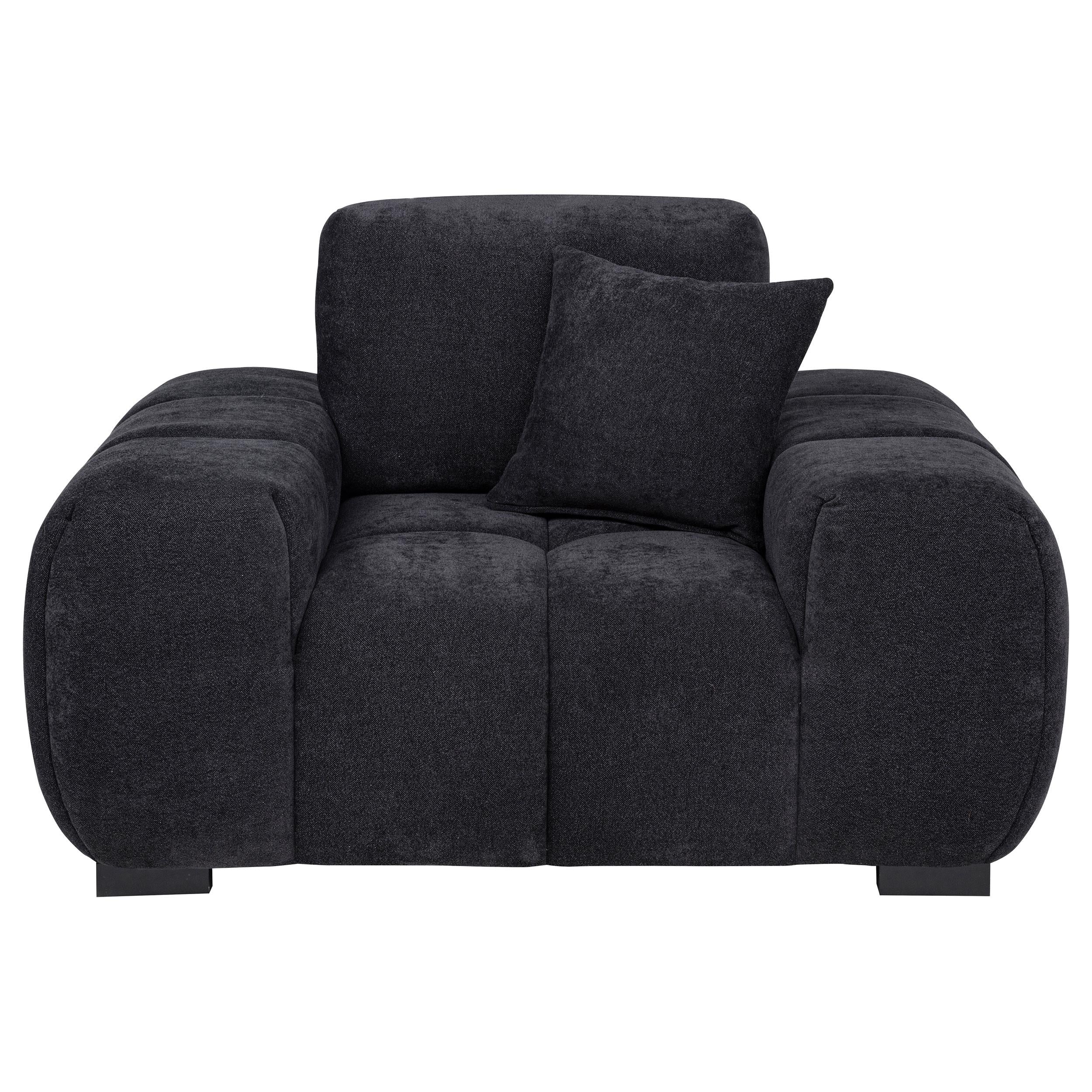 Octavia Black Fabric Upholstered Track Arm Accent Chair - Image 2