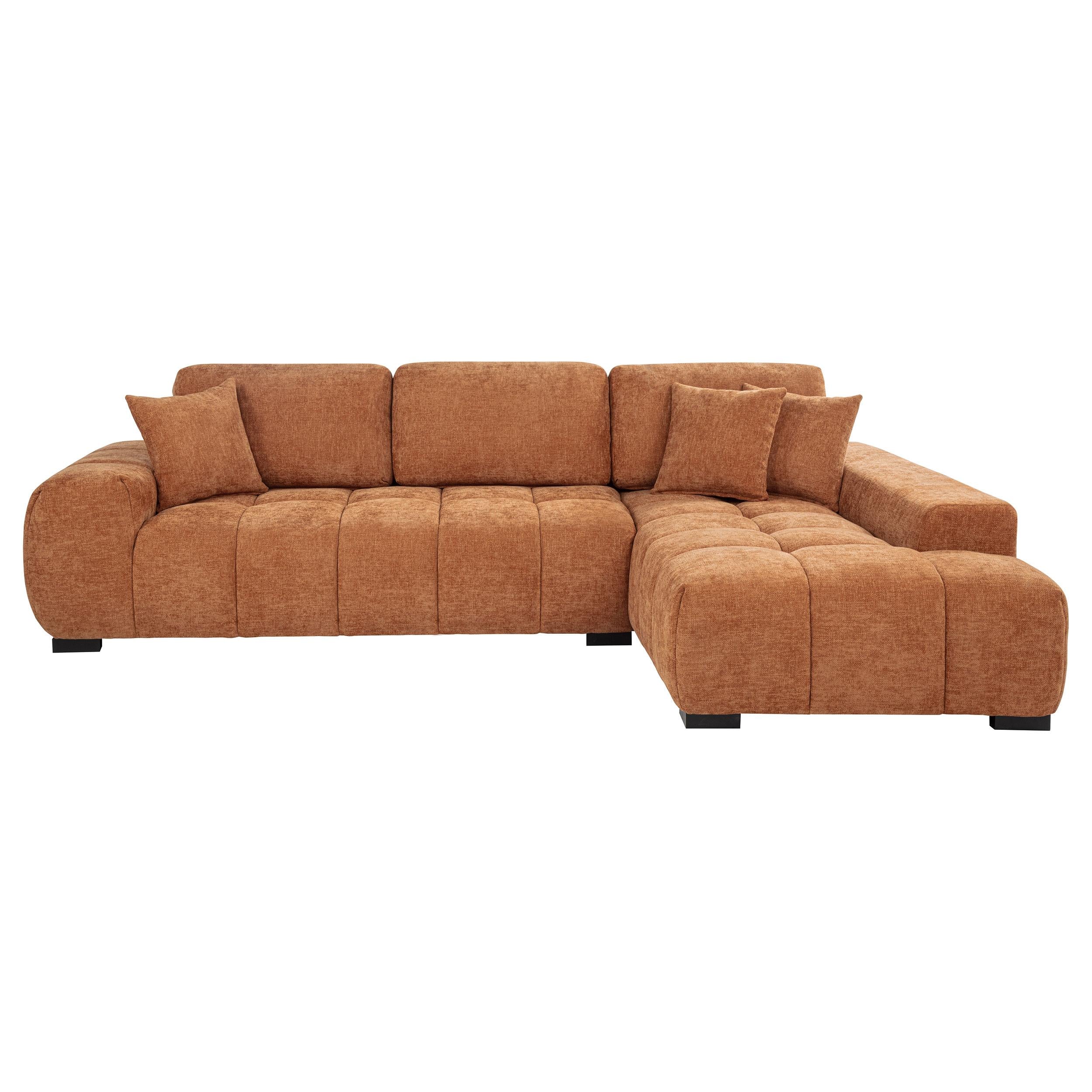 Octavia Orange Fabric Upholstered Sectional Chaise Sofa - Image 2