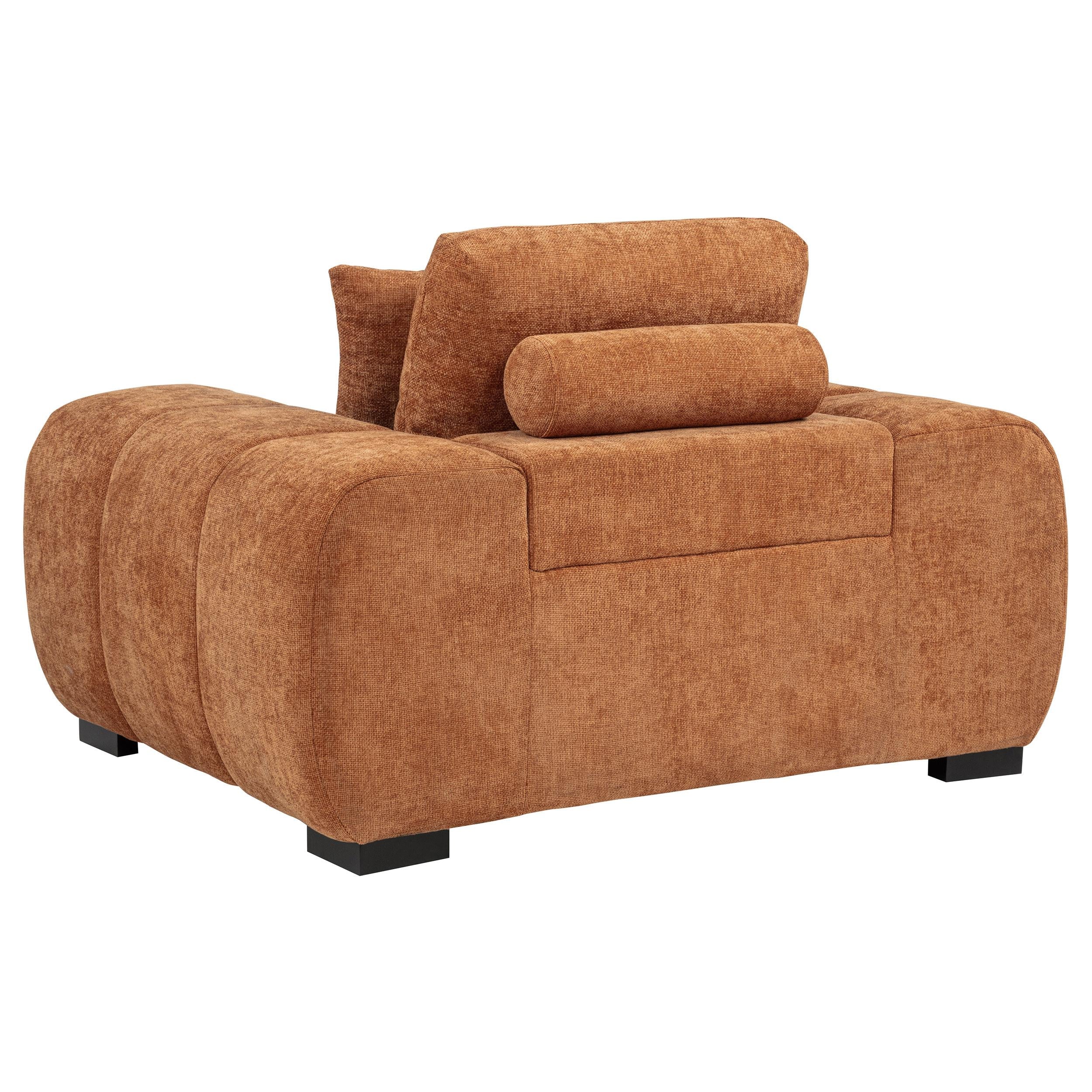 Octavia Orange Fabric Upholstered Track Arm Accent Chair - Image 3