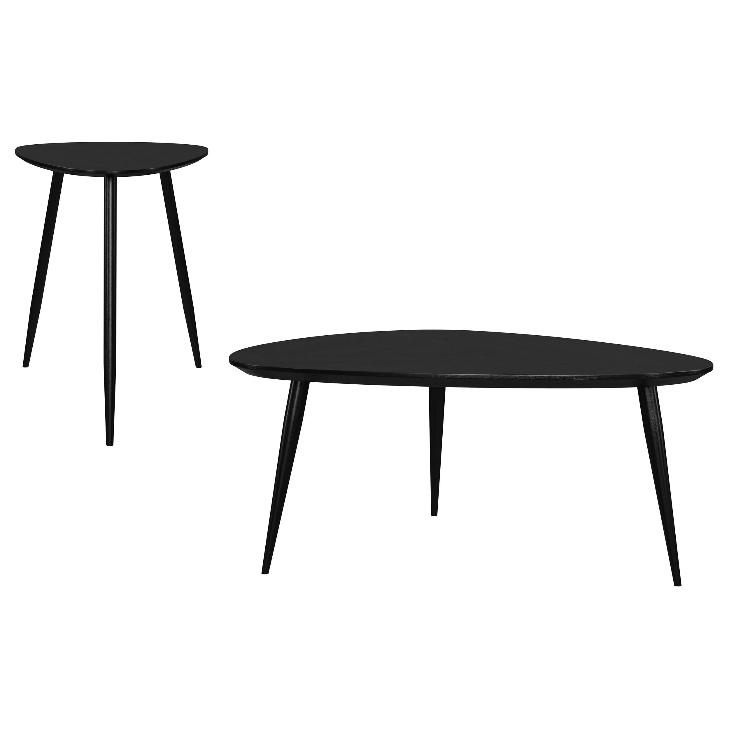 Odessa Black 2-Piece Triangular Coffee and End Table Set - Image 2