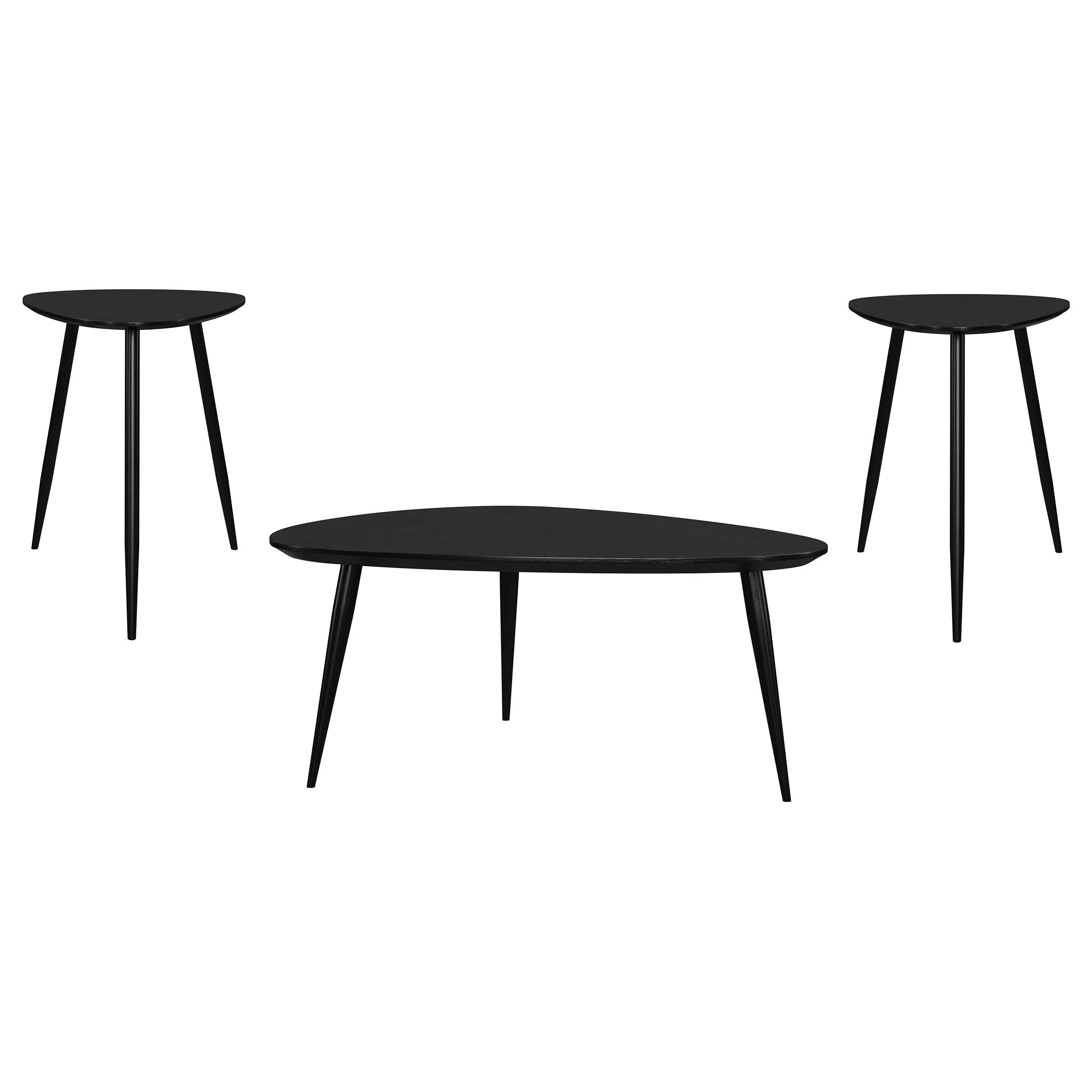 Odessa Black 3-Piece Triangular Coffee and End Table Set - Image 2
