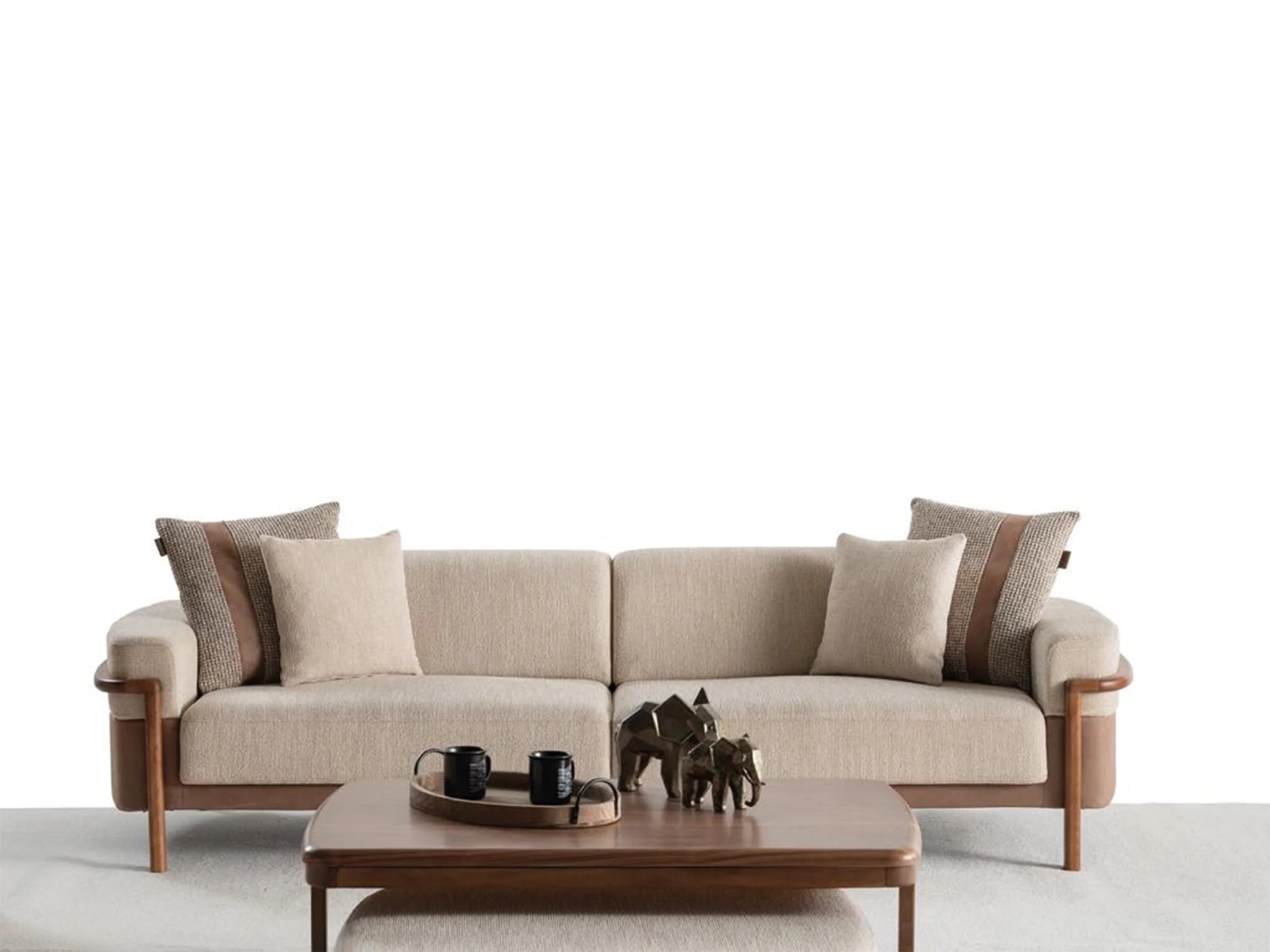 Odin 4-pieces (4 Seater Sofa & 3 Seater Sofa & 2 Chair) Livingroom Set Cream - Image 14