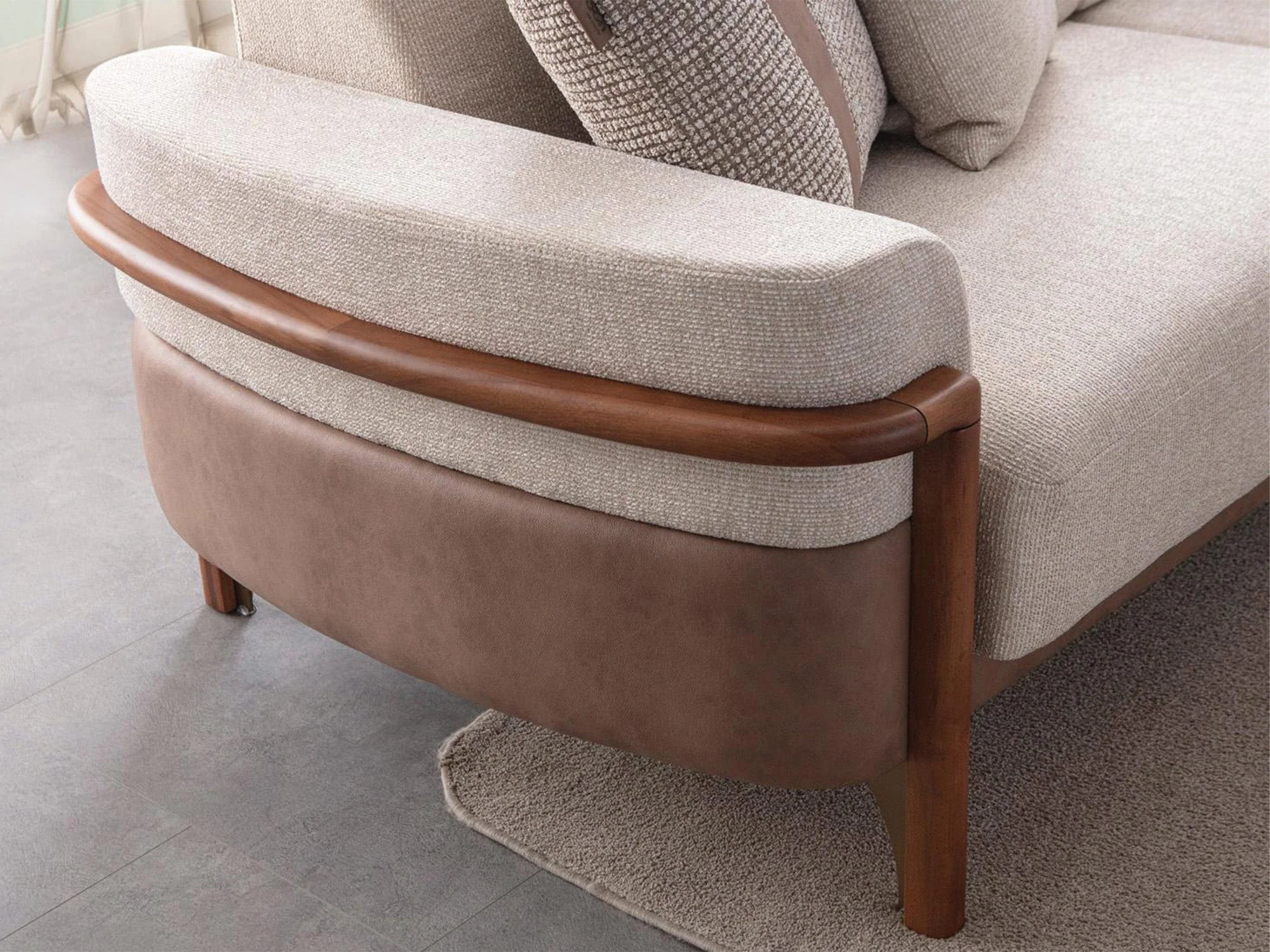 Odin 4-pieces (4 Seater Sofa & 3 Seater Sofa & 2 Chair) Livingroom Set Cream - Image 16