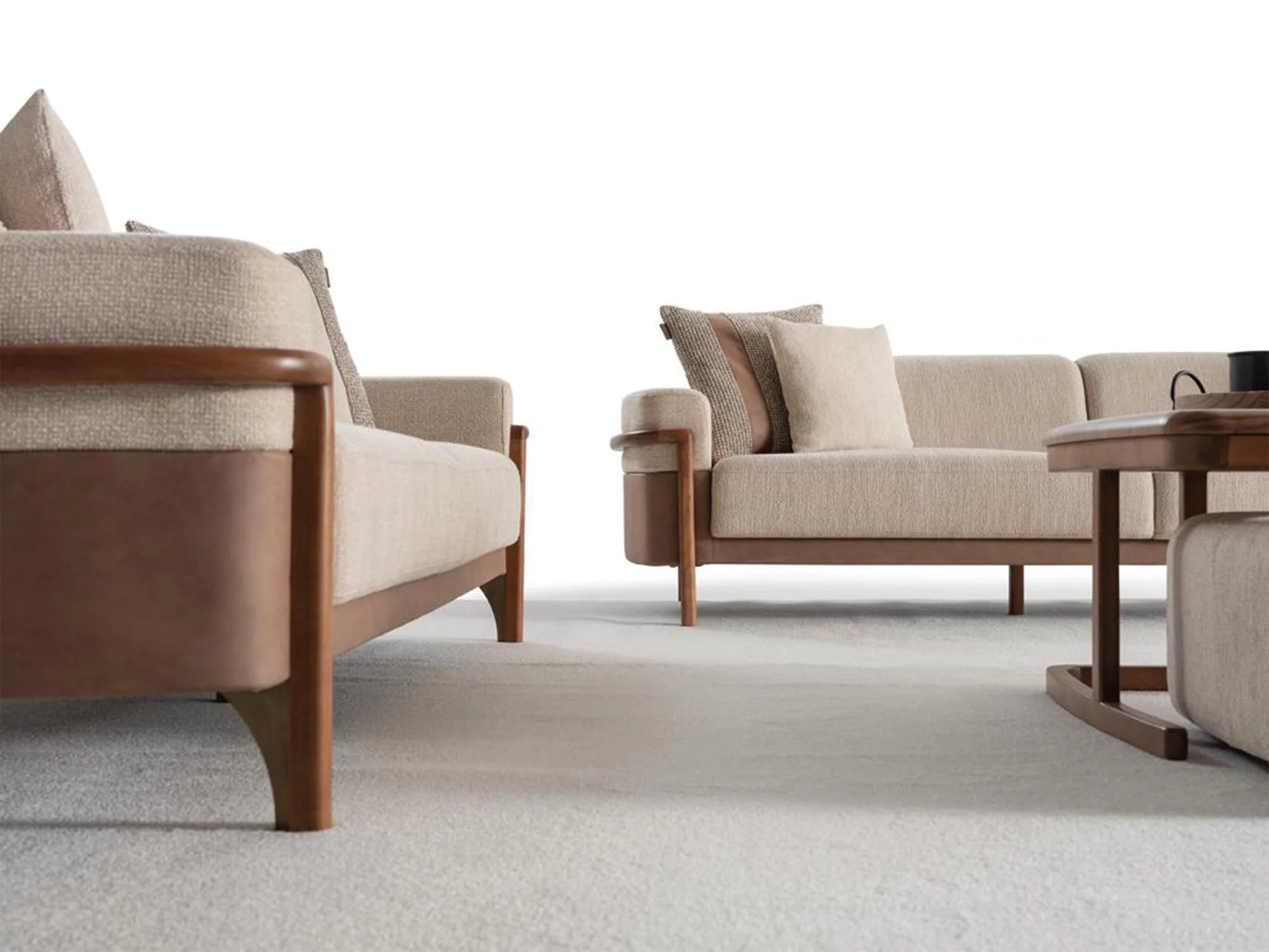 Odin 4-pieces (4 Seater Sofa & 3 Seater Sofa & 2 Chair) Livingroom Set Cream - Image 18