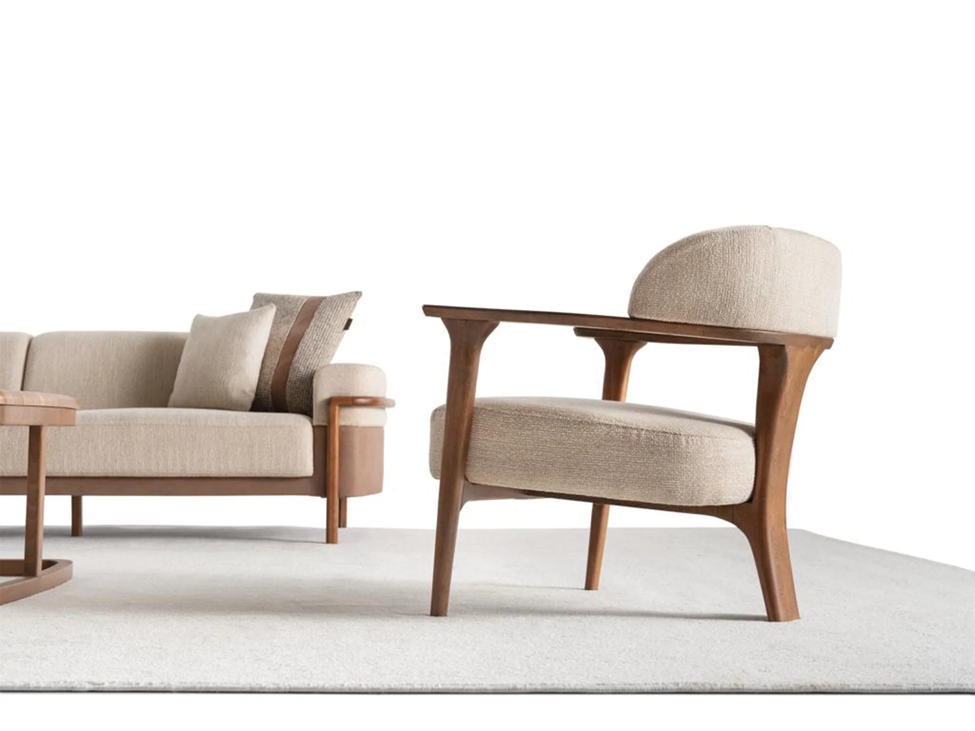 Odin 4-pieces (4 Seater Sofa & 3 Seater Sofa & 2 Chair) Livingroom Set Cream - Image 25
