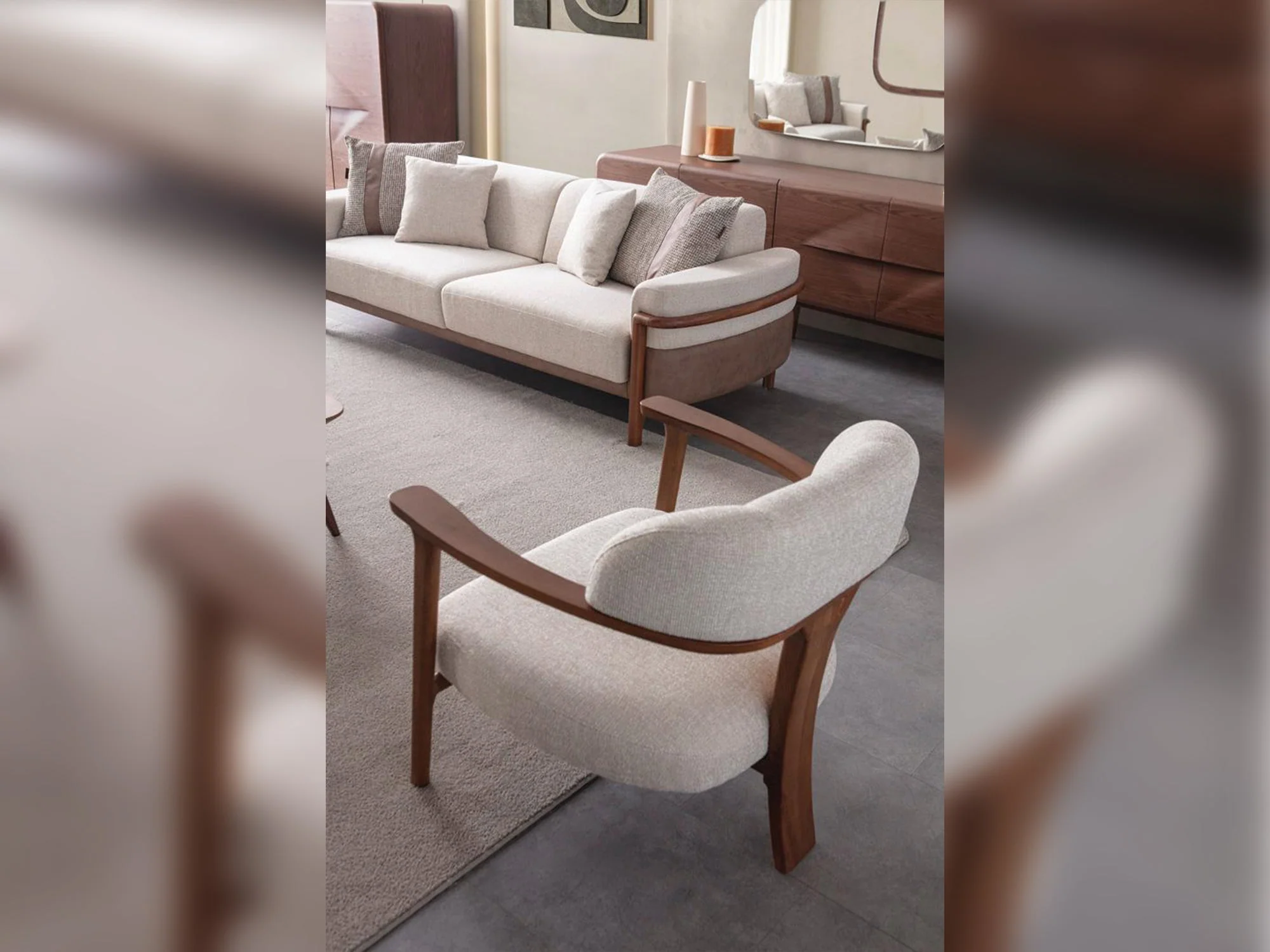 Odin 4-pieces (4 Seater Sofa & 3 Seater Sofa & 2 Chair) Livingroom Set Cream - Image 28