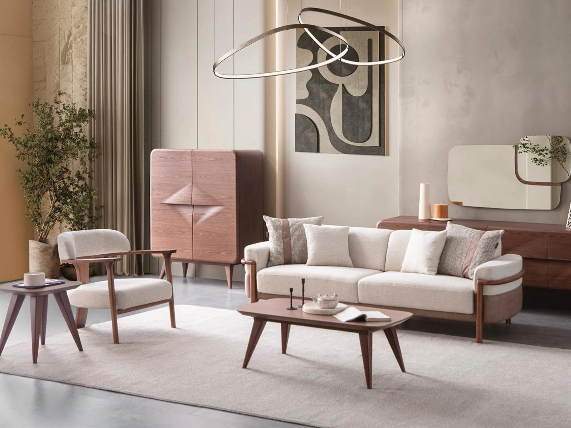 Odin Cream Convertible 4 Seater Sofa - Image 11