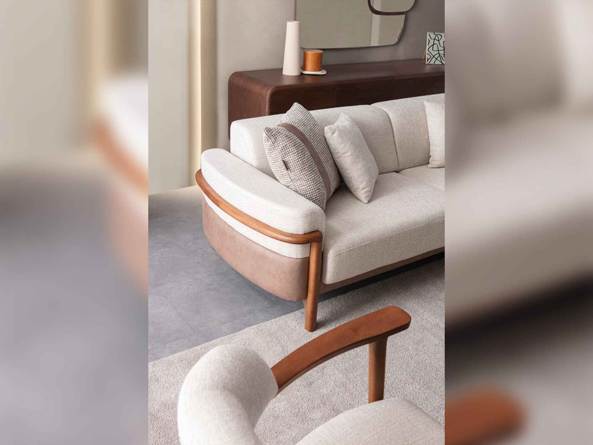 Odin Cream Convertible 4 Seater Sofa - Image 4