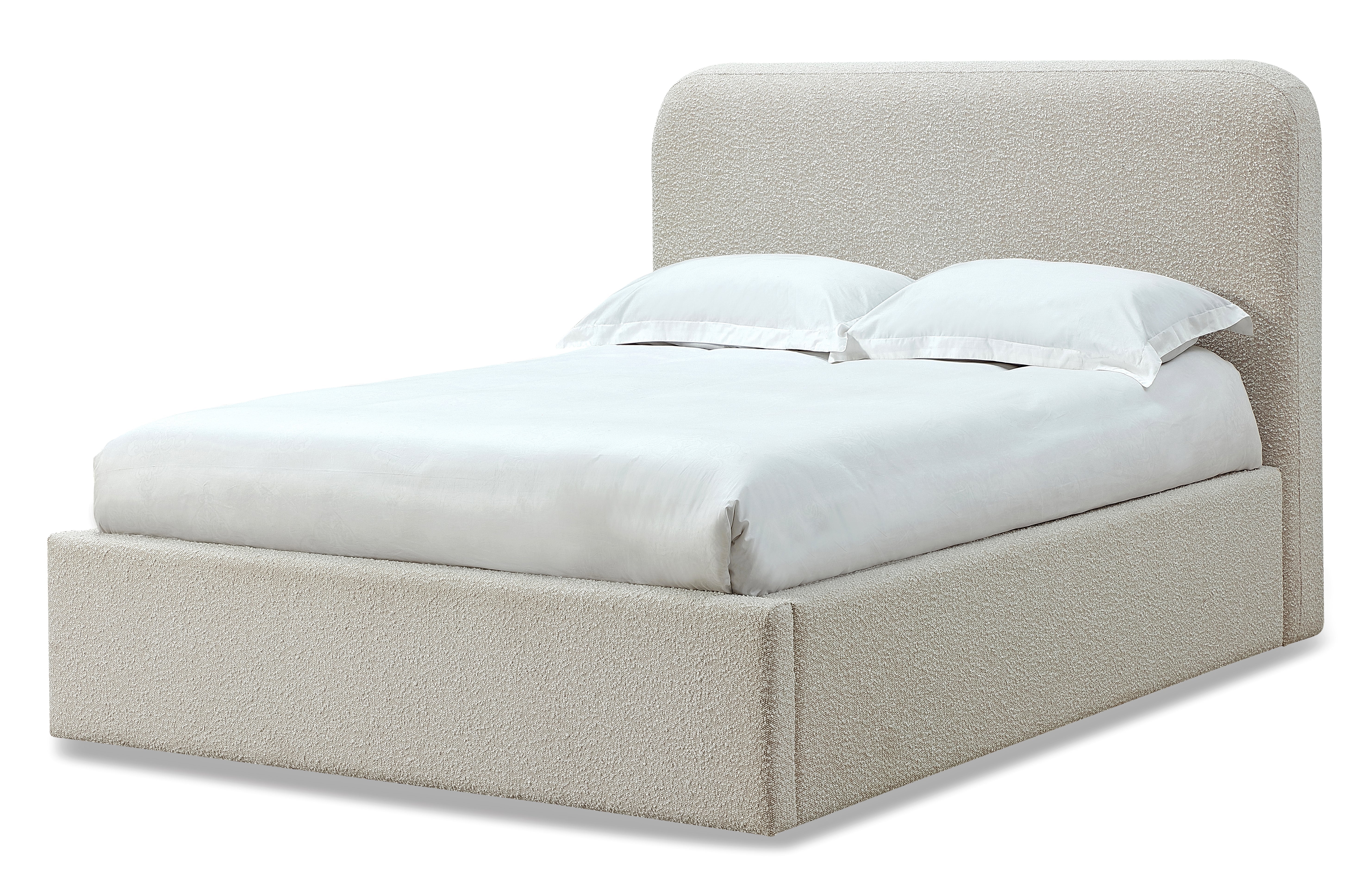 Off-White Upholstered Eastern King Platform Bed in Ricotta Boucle - Image 5