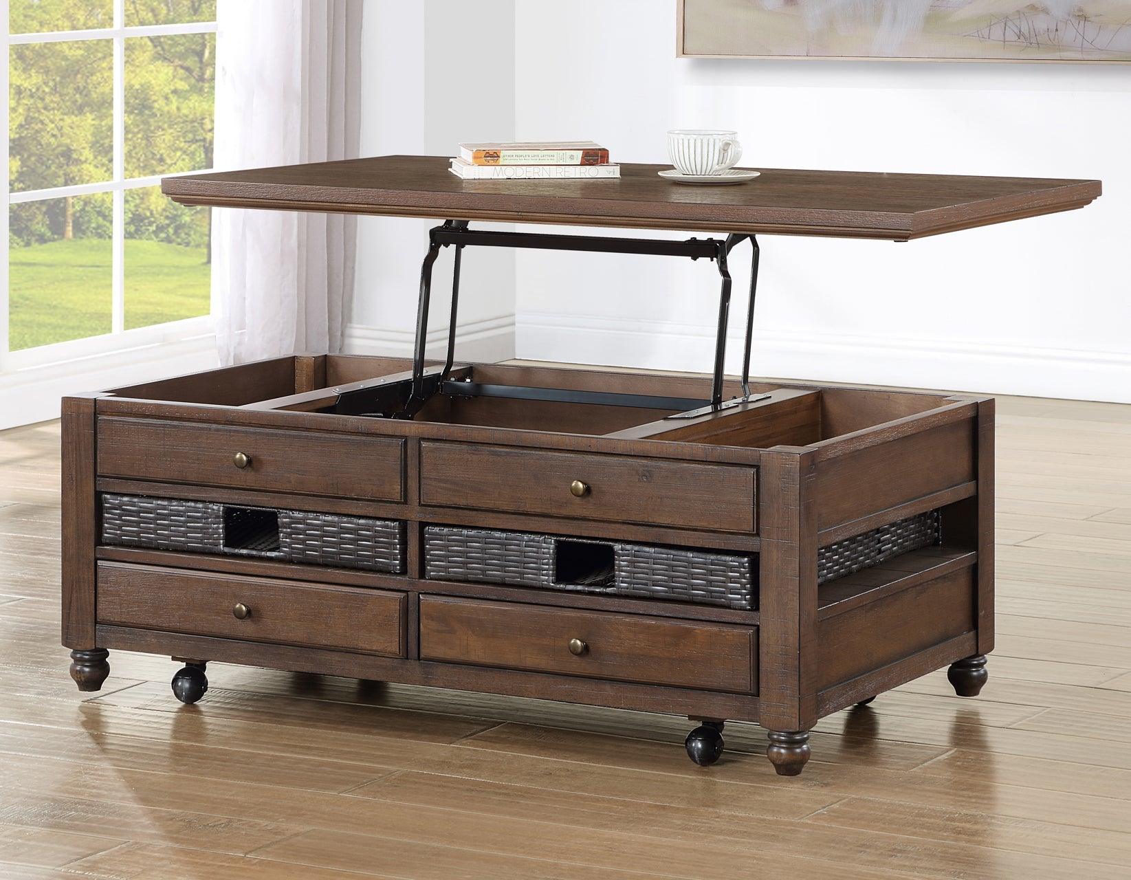 Oliver Lift-Top Cocktail Table with Casters - Image 3