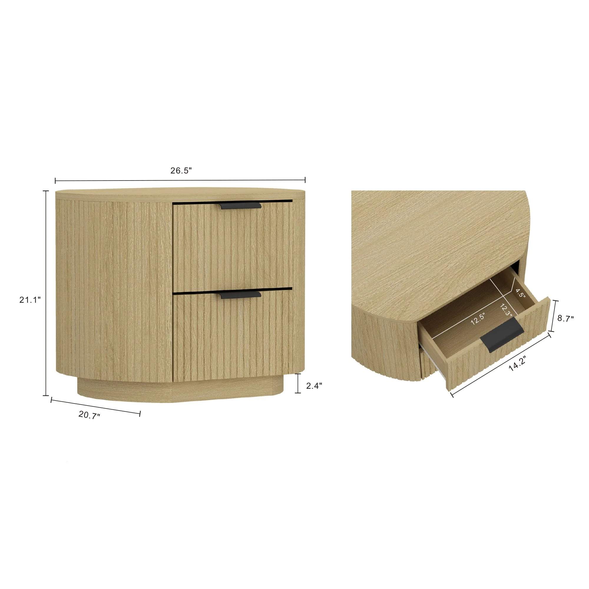 Olivia Nightstand in Natural Oak and Black - Image 3