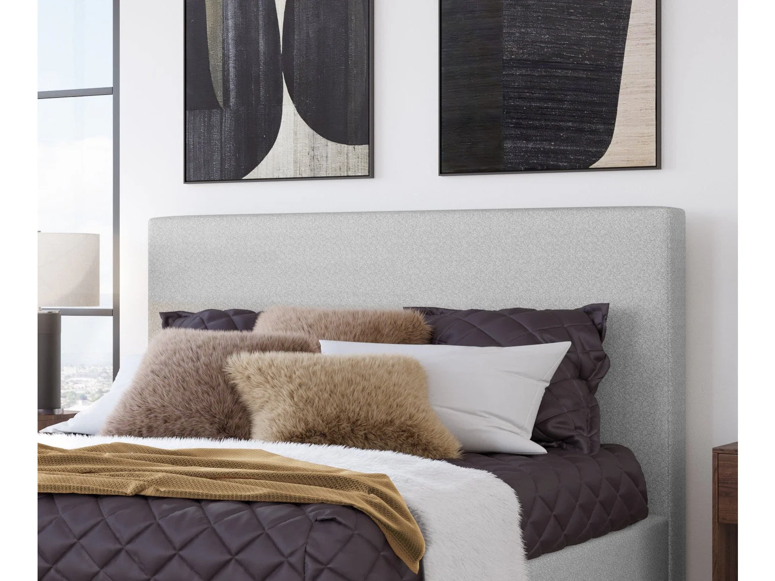Olivia Upholstered Headboard in Linen