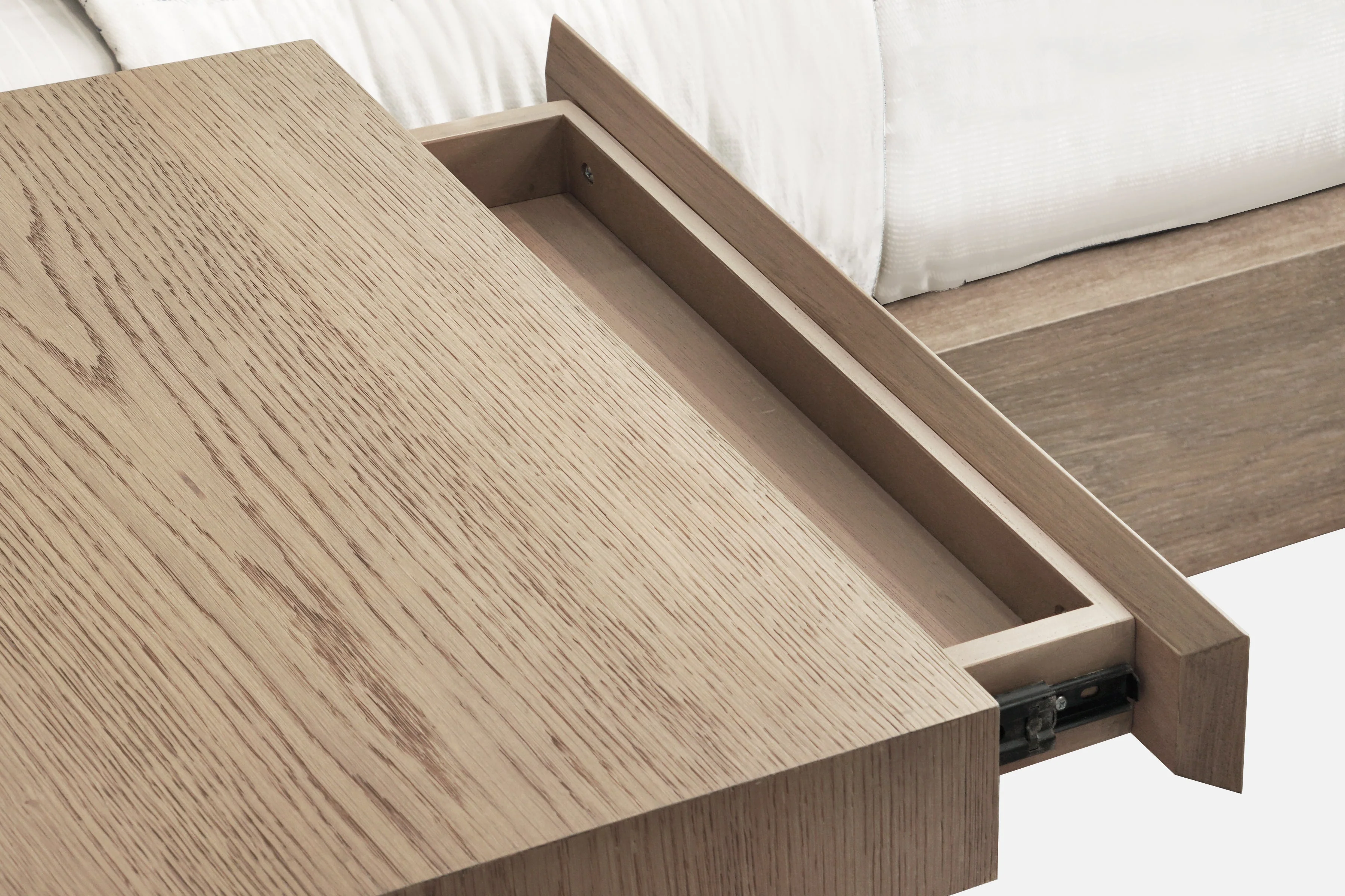 One Coastal Modern Live Edge Full Wall Bed with Floating Nightstands in Bisque - Image 7