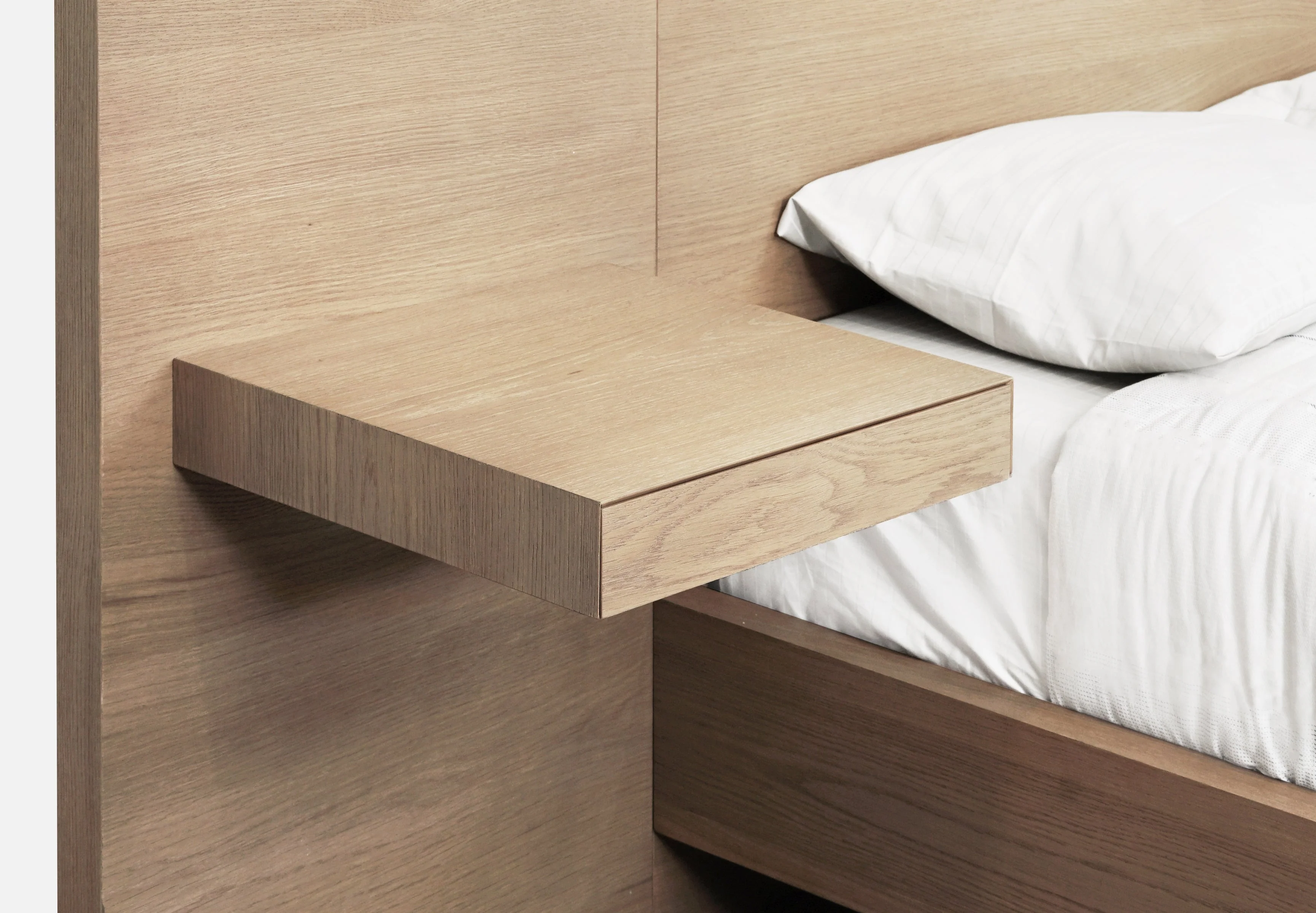 One Coastal Modern Live Edge Full Wall Bed with Floating Nightstands in Bisque - Image 9