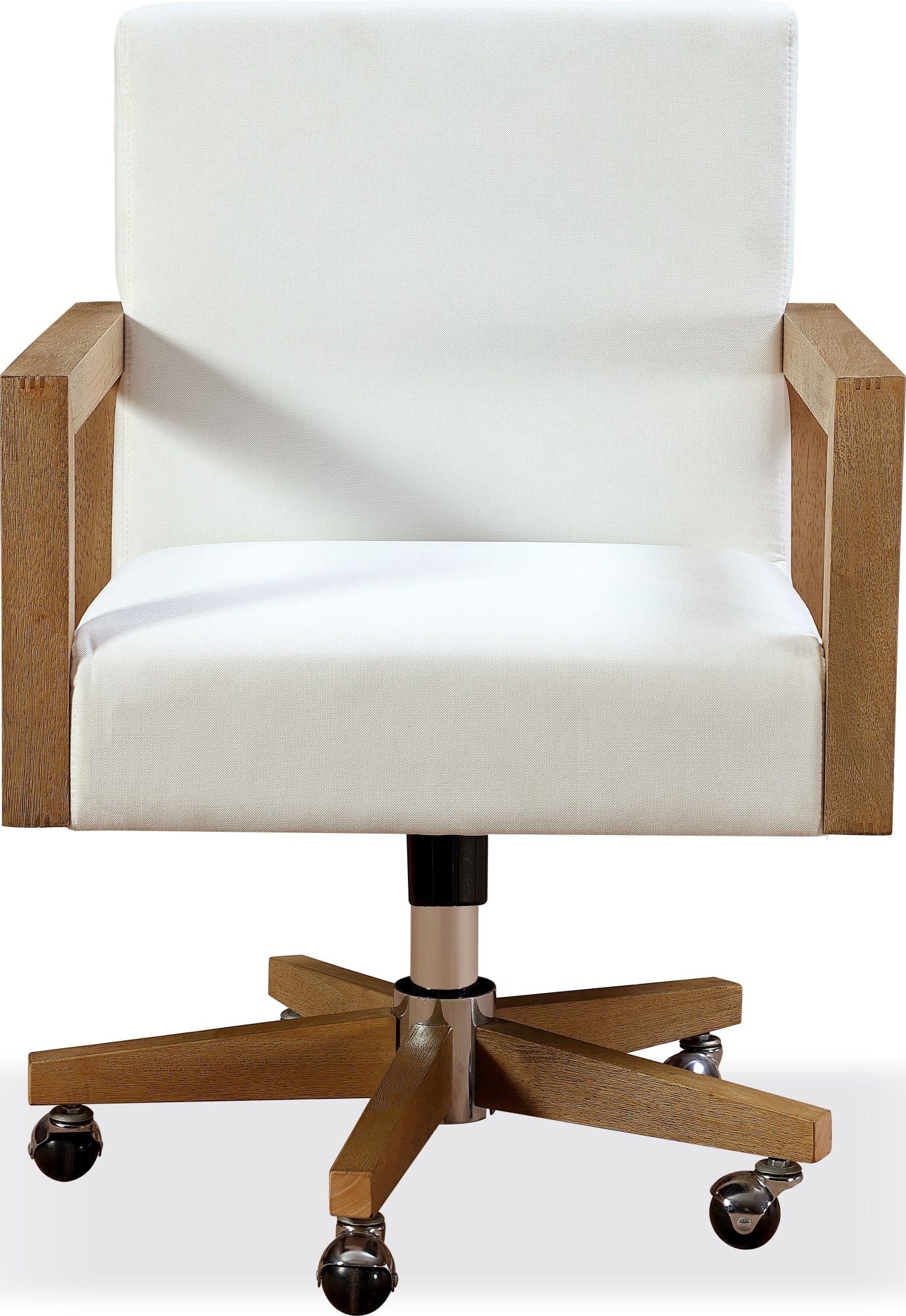 One White/Bisque Wood Frame Home Office Chair - Image 4