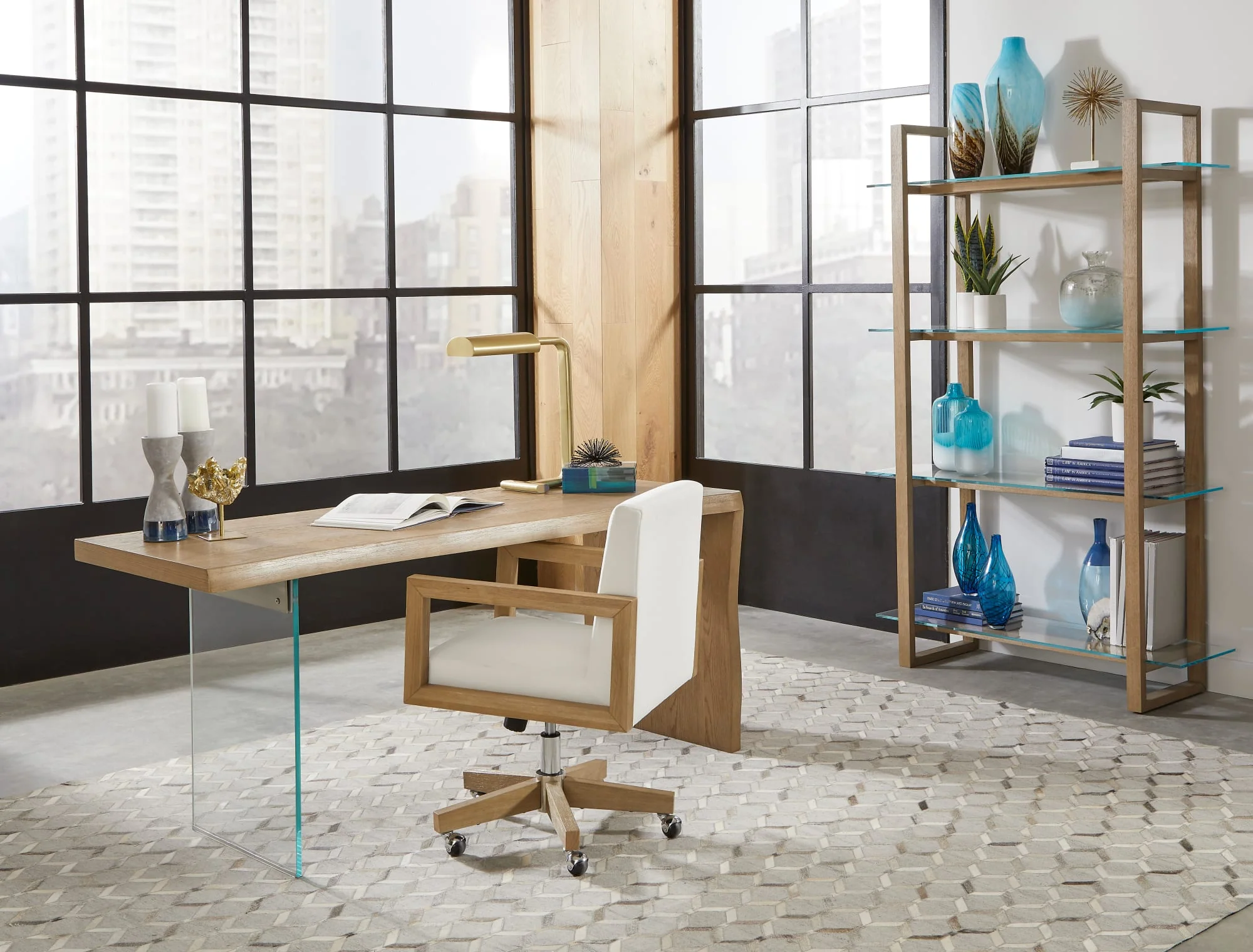 One White/Bisque Wood Frame Home Office Chair - Image 8