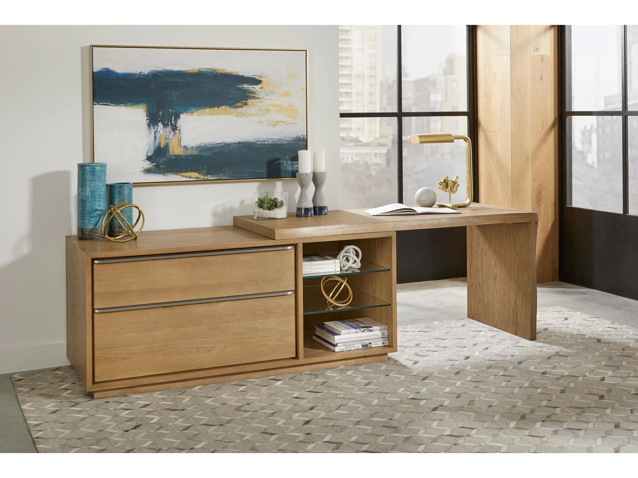 One White Oak/Glass Live Edge Executive Desk