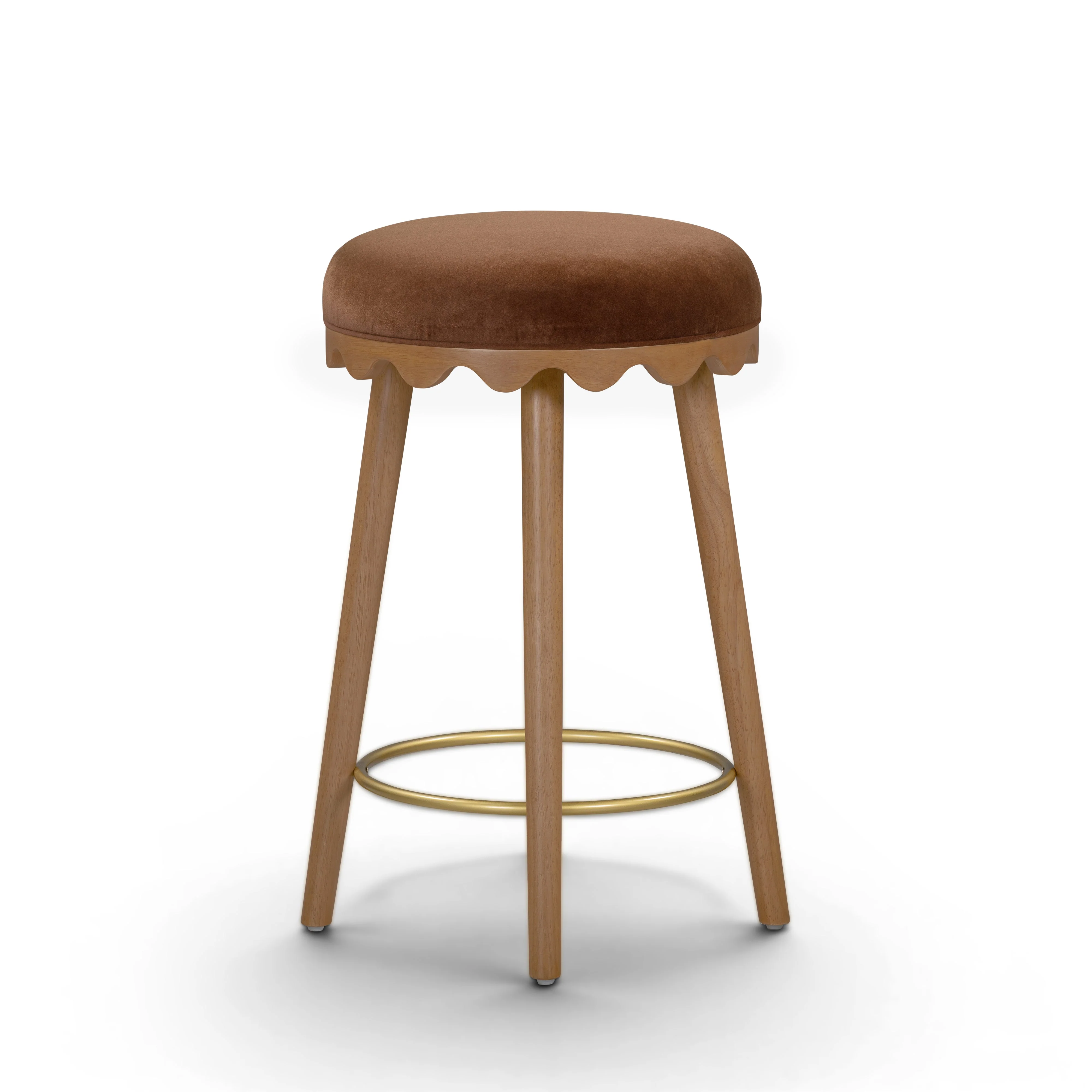 Oodle Bronze Performance Vegan Mohair Light Walnut Counter Stool - Image 2