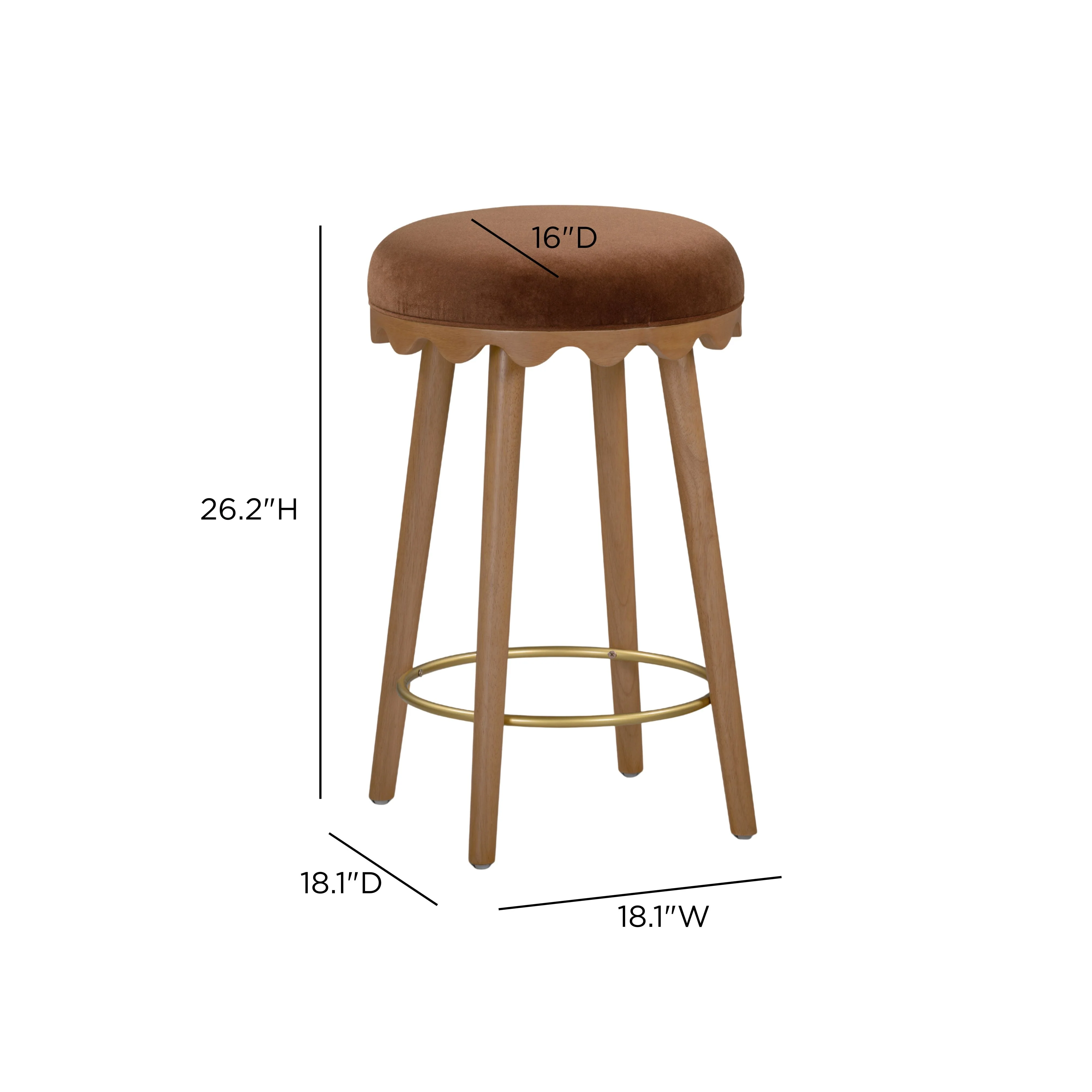 Oodle Bronze Performance Vegan Mohair Light Walnut Counter Stool - Image 6