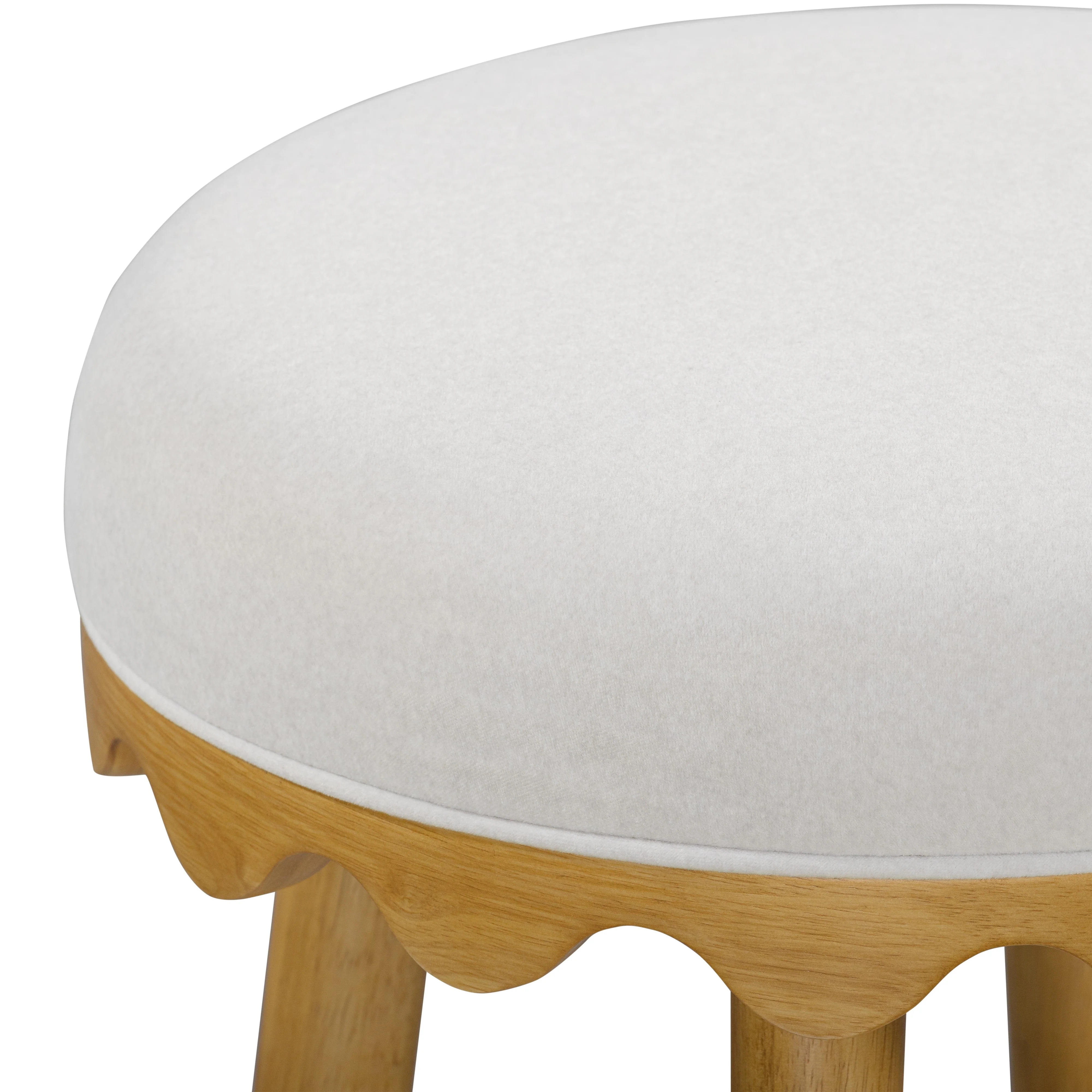 Oodle Cream Performance Vegan Mohair Natural Counter Stool - Image 5