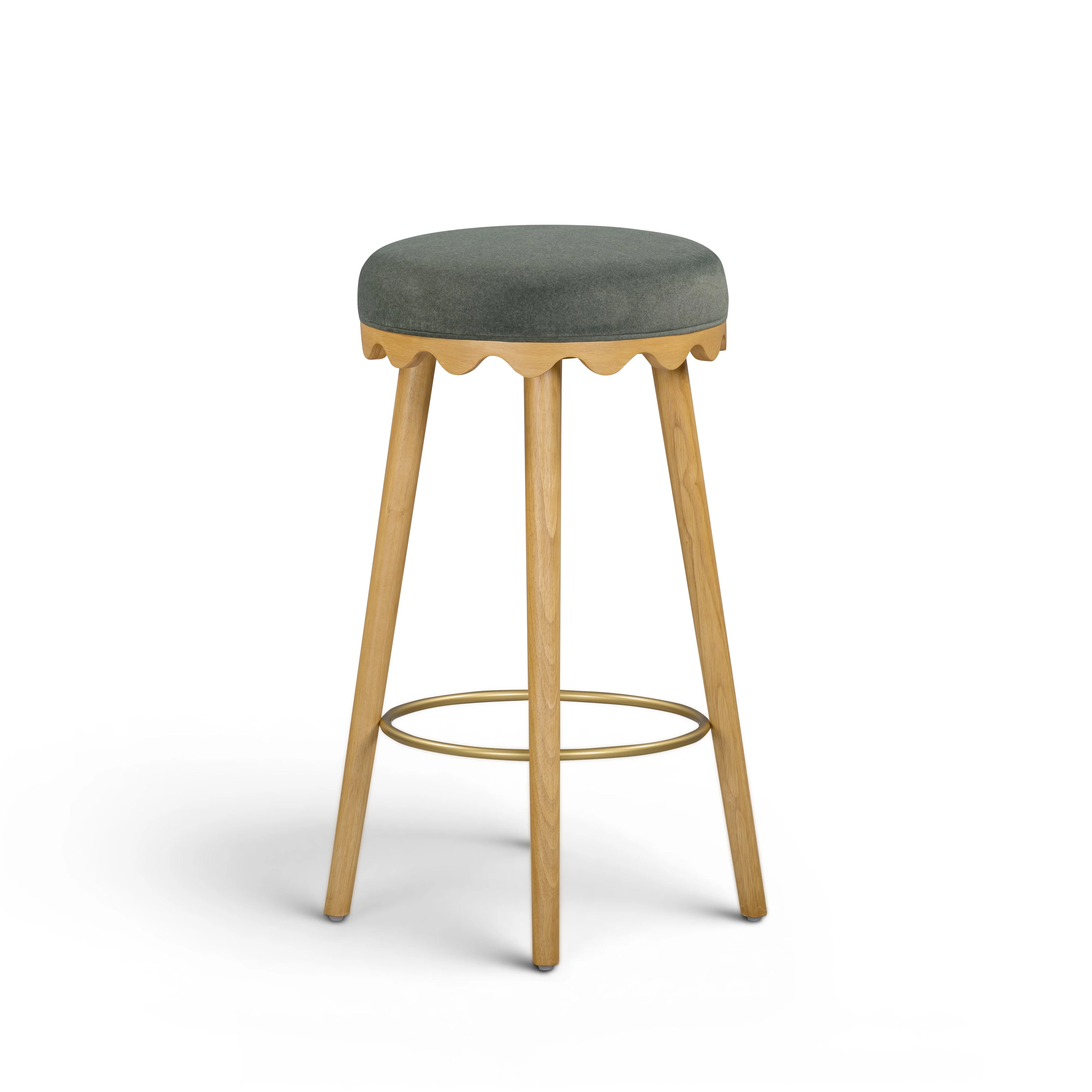Oodle Green Performance Vegan Mohair Natural Bar Stool - Image 3