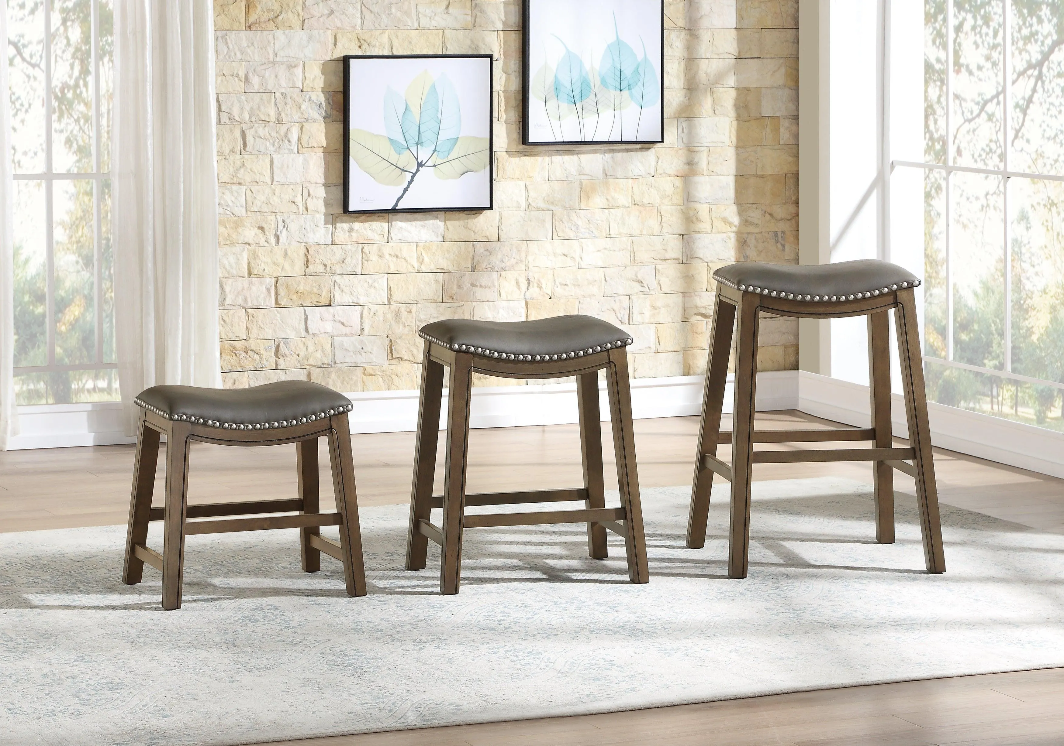 Ordway Gray/Brown Pub Height Stool, Gray - Image 2
