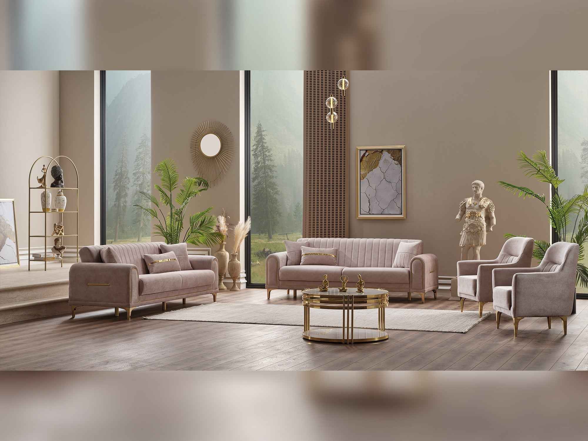 Orion Cream 3-pieces (Sofa & Loveseat & Chair) Living Room Set - Image 2