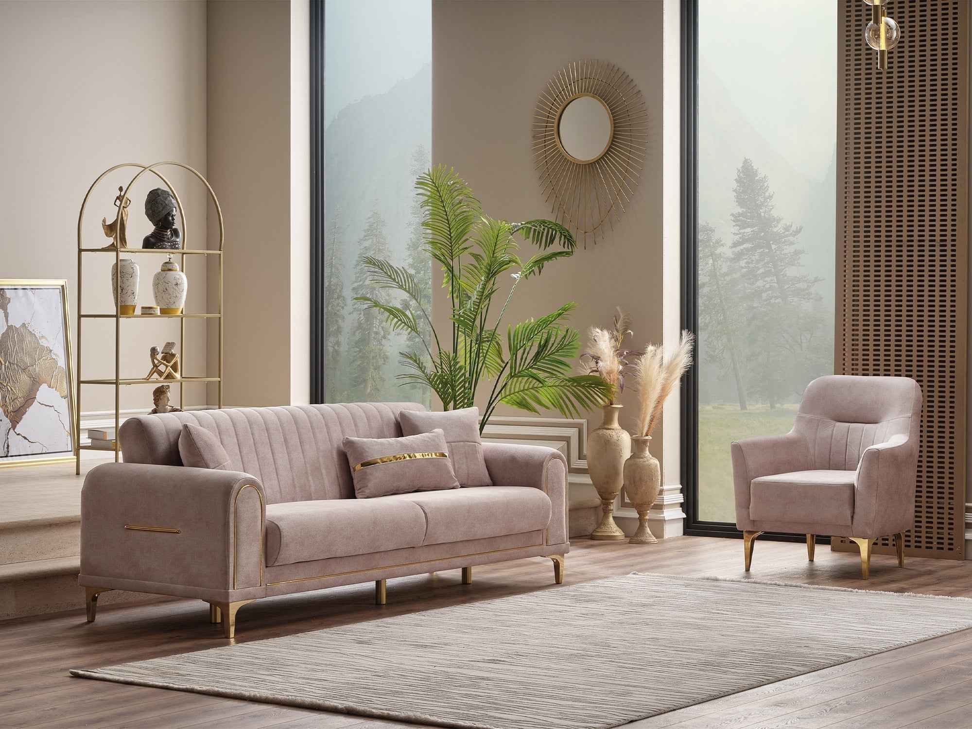Orion Cream 3-pieces (Sofa & Loveseat & Chair) Living Room Set - Image 4