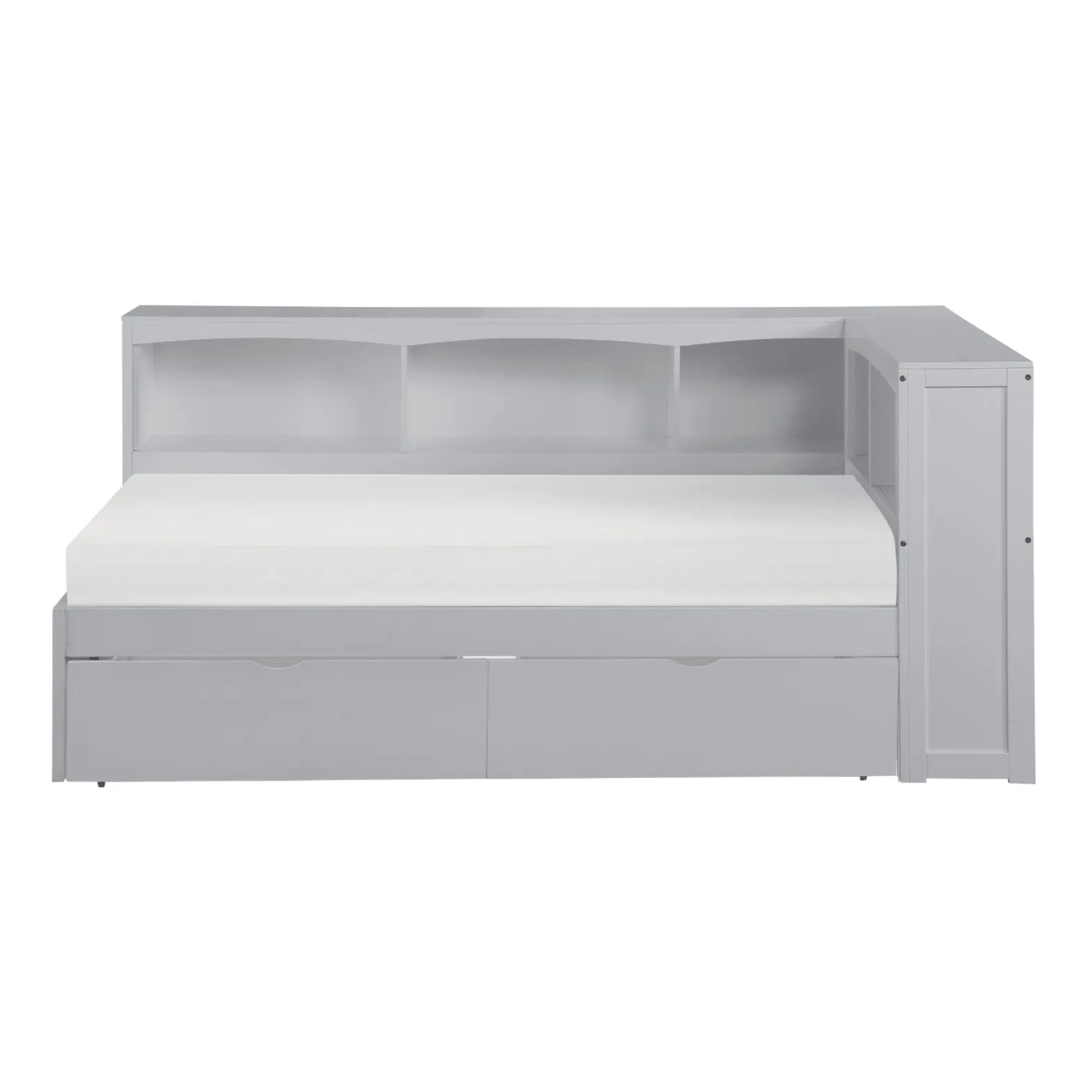 Orion Gray Twin Bookcase Corner Bed with Storage Boxes - Image 3