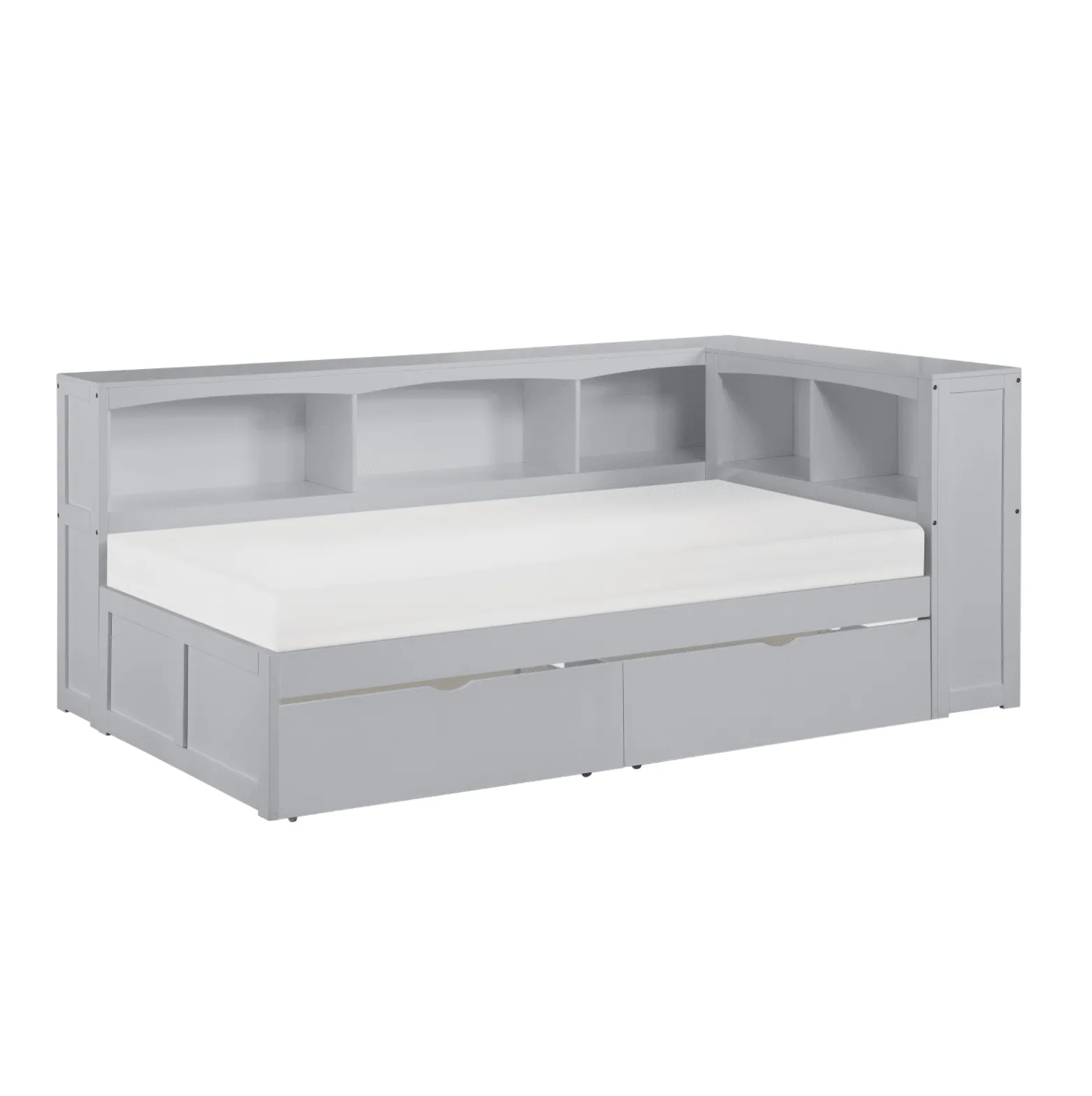 Orion Gray Twin Bookcase Corner Bed with Storage Boxes - Image 4