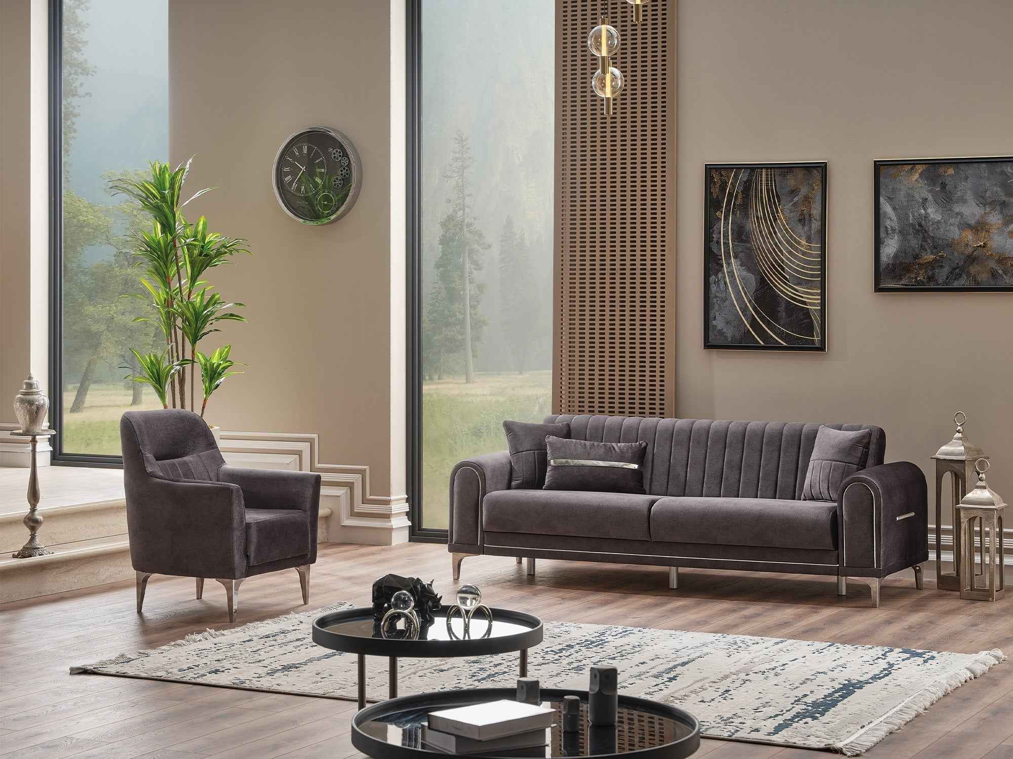Orion Grey 3-pieces (Sofa & Loveseat & Chair) Living Room Set - Image 4