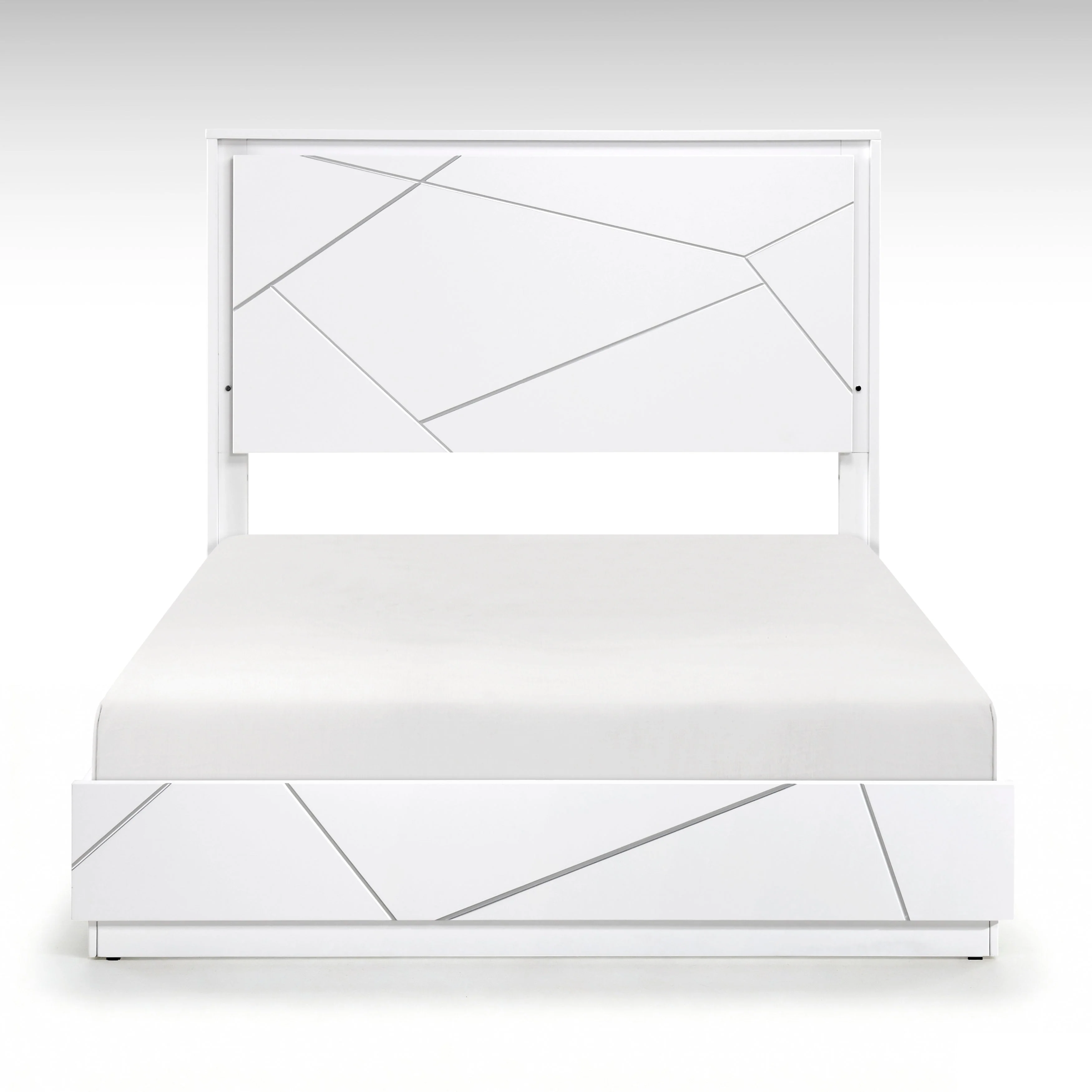 Orlo White Eastern King LED Panel Bed