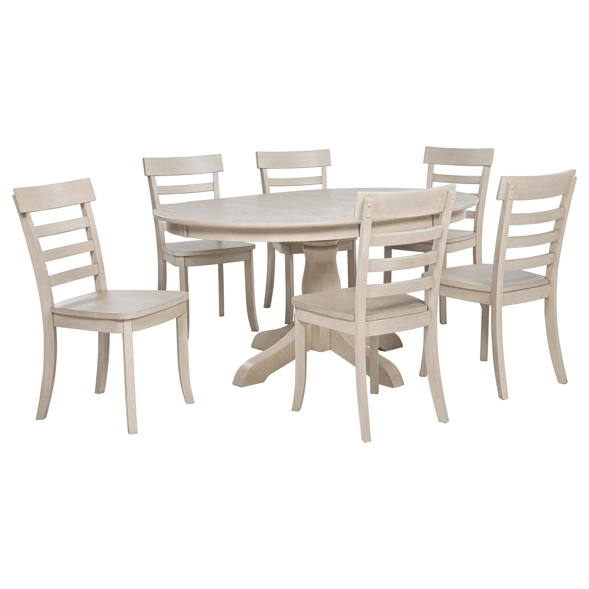 Orrison Linen 7-piece Oval 62-inch Extension Leaf Dining Set