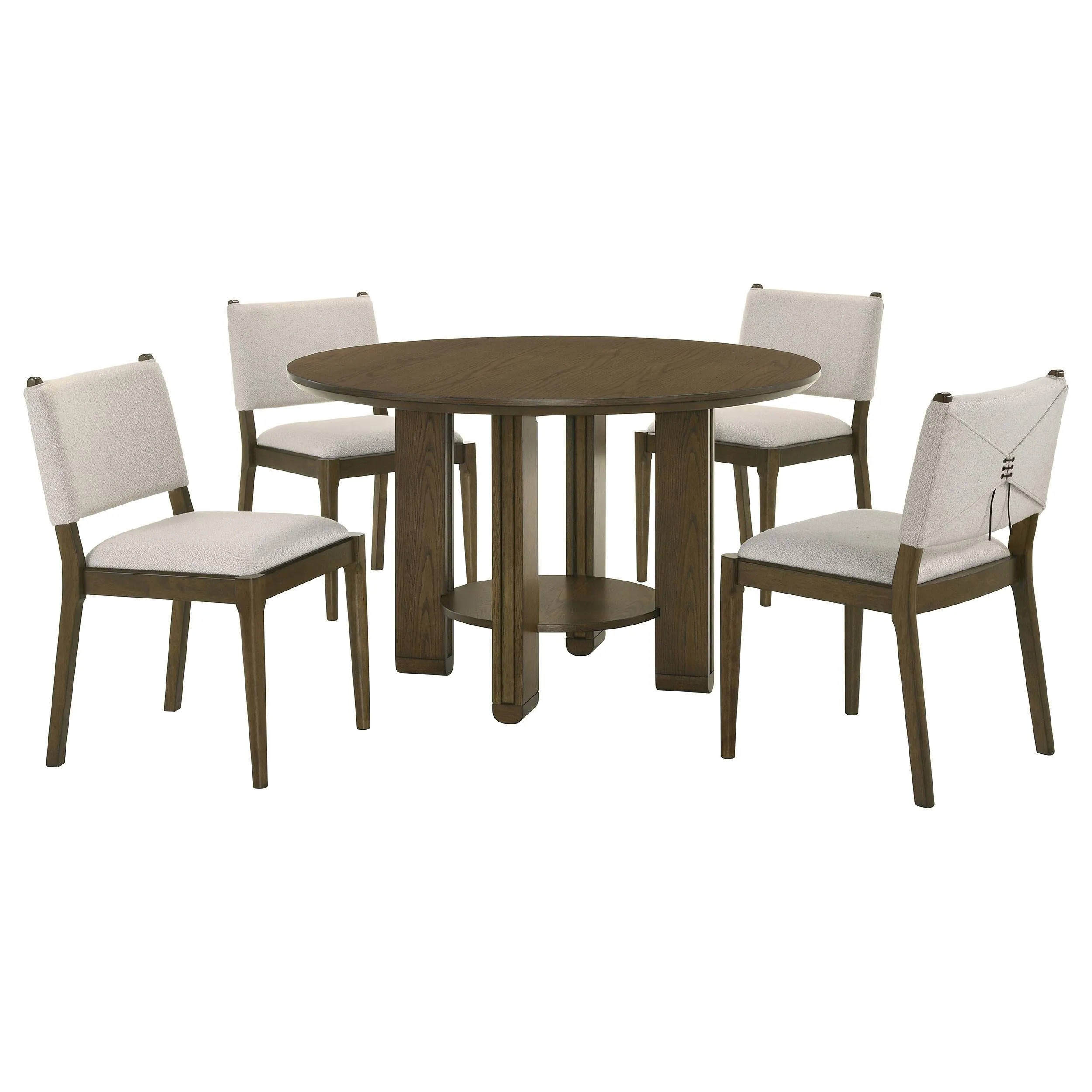 Ottowa Brown 5-Piece Round Wood Dining Room Table Set - Image 2