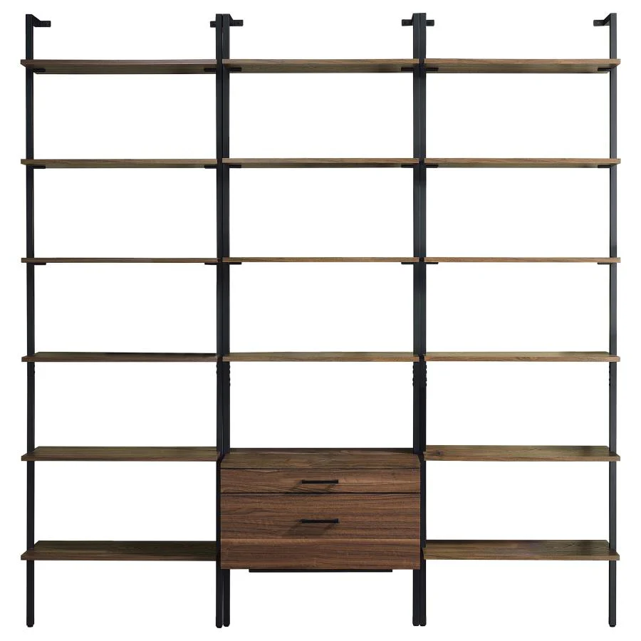 Owens Walnut 3-piece 96-inch Wall Mounted Bookshelf Set - Image 2