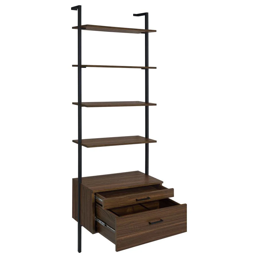 Owens Walnut 3-piece 96-inch Wall Mounted Bookshelf Set - Image 4